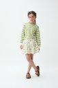 Maglione a righe per bambina, bianco e verde
