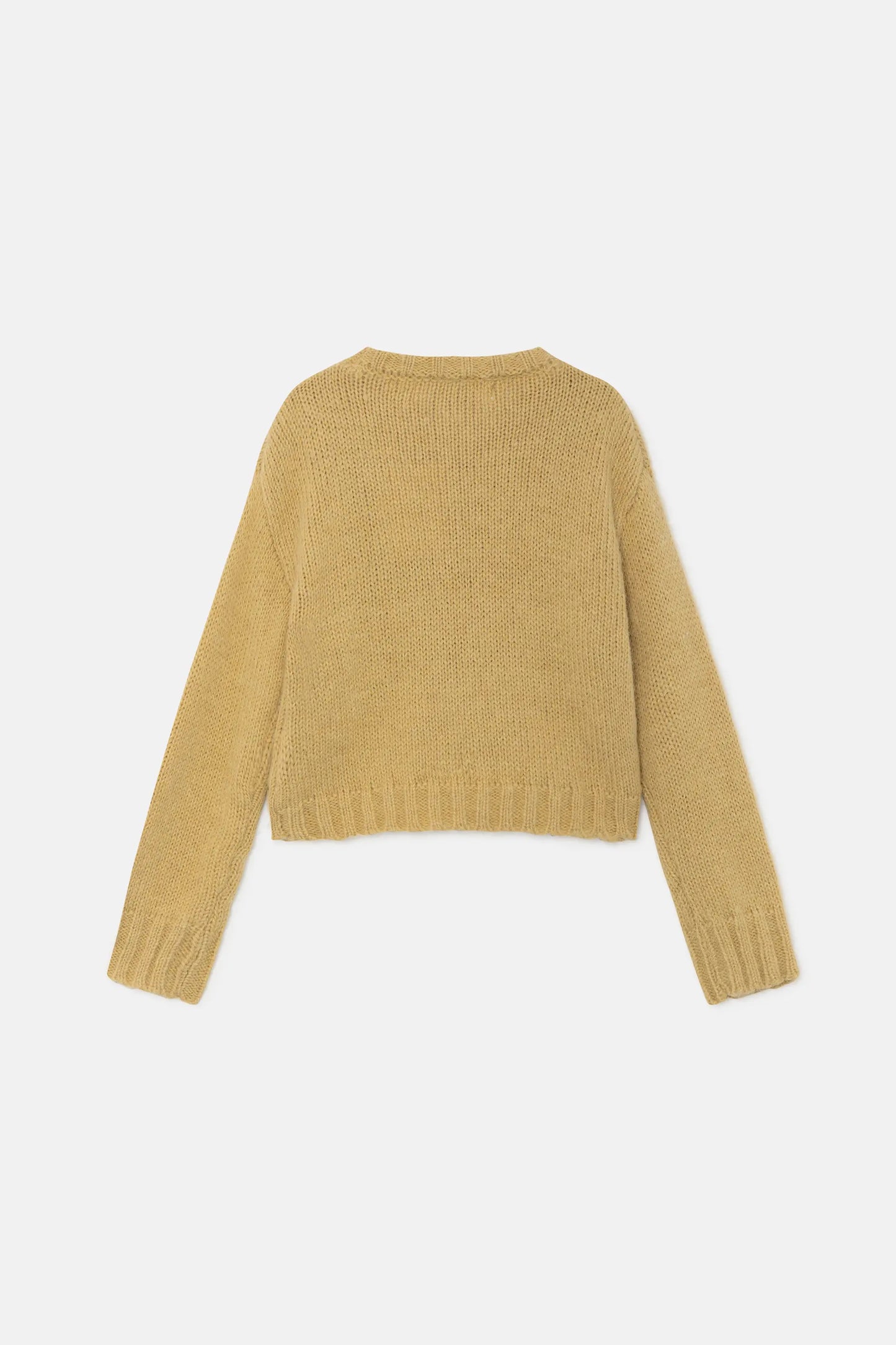 Unisex cropped yellow knit sweater