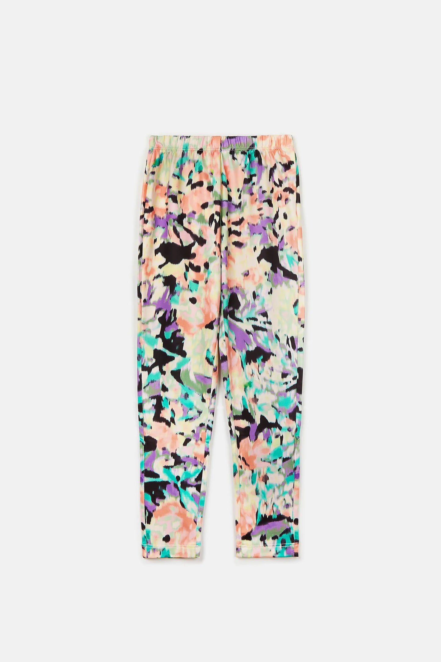 Girl's high-waisted leggings with fantasy print