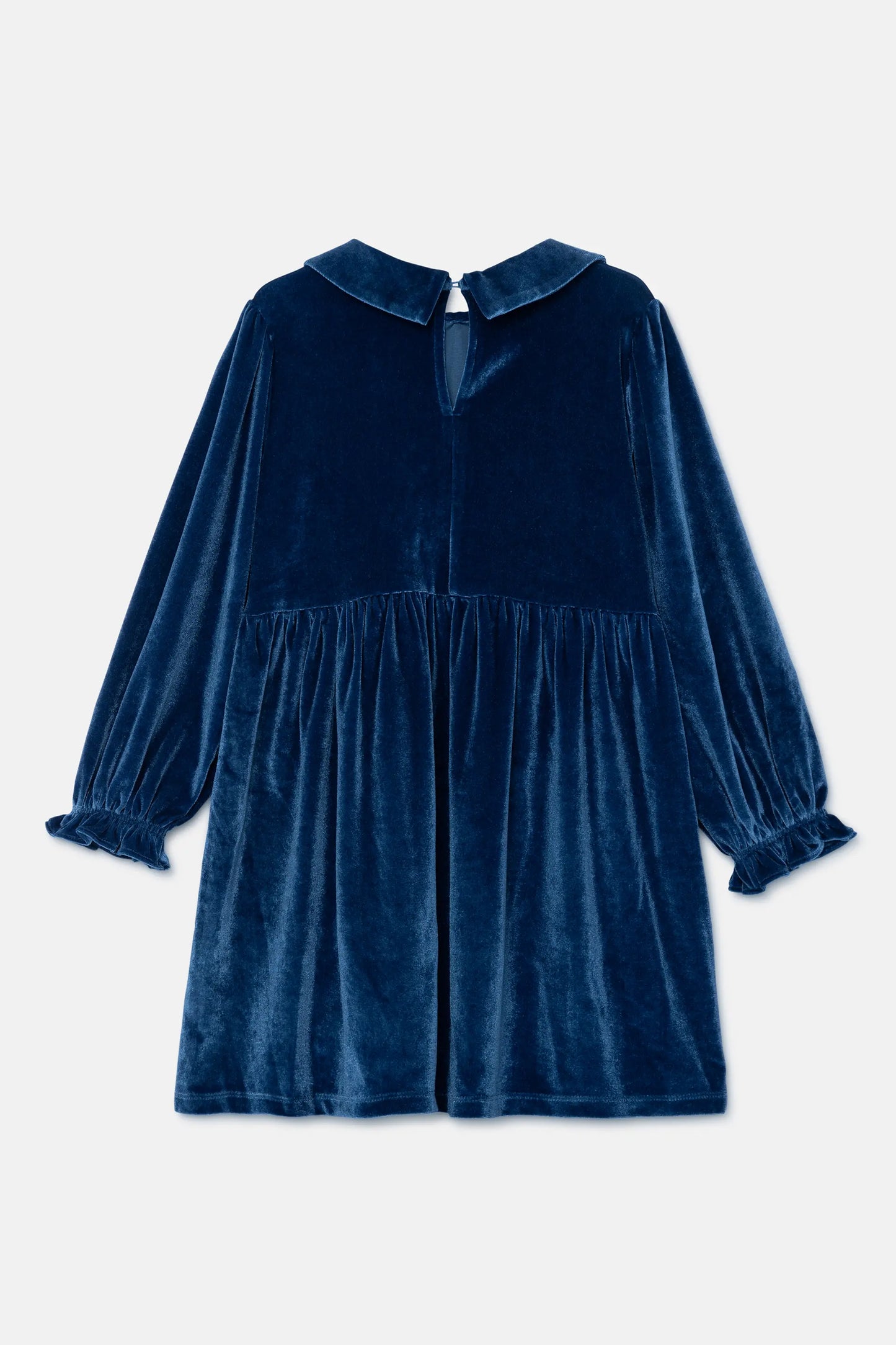 Vestido corto de niña en terciopelo azul