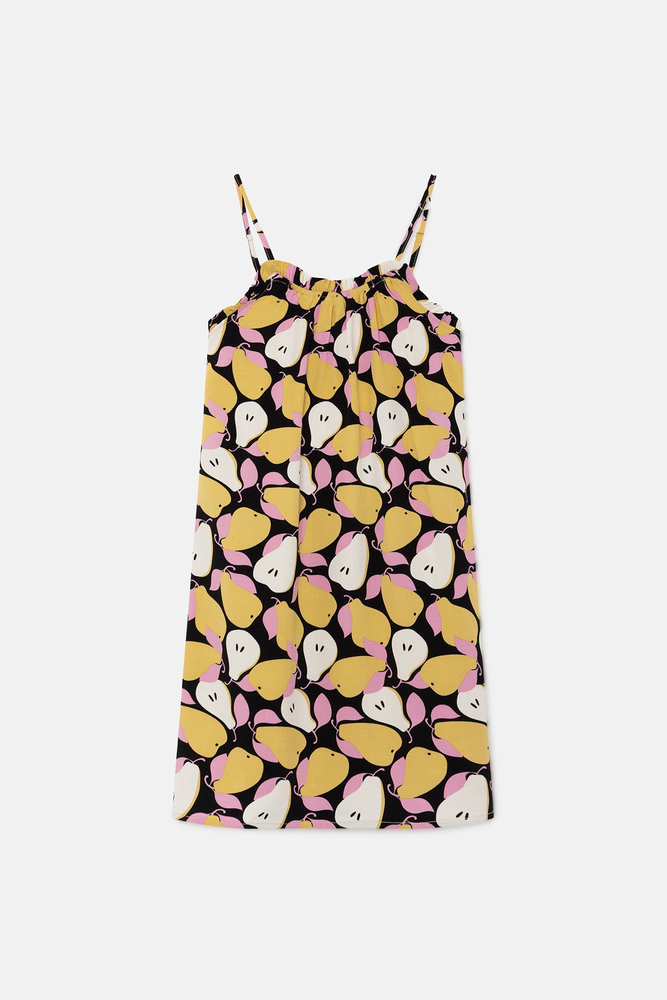 Vestido midi de niña con estampado de peras