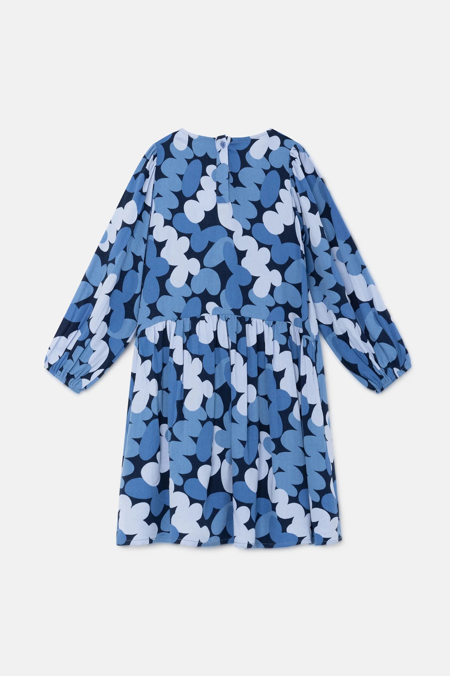 Girl's short shirt dress with blue abstract print
