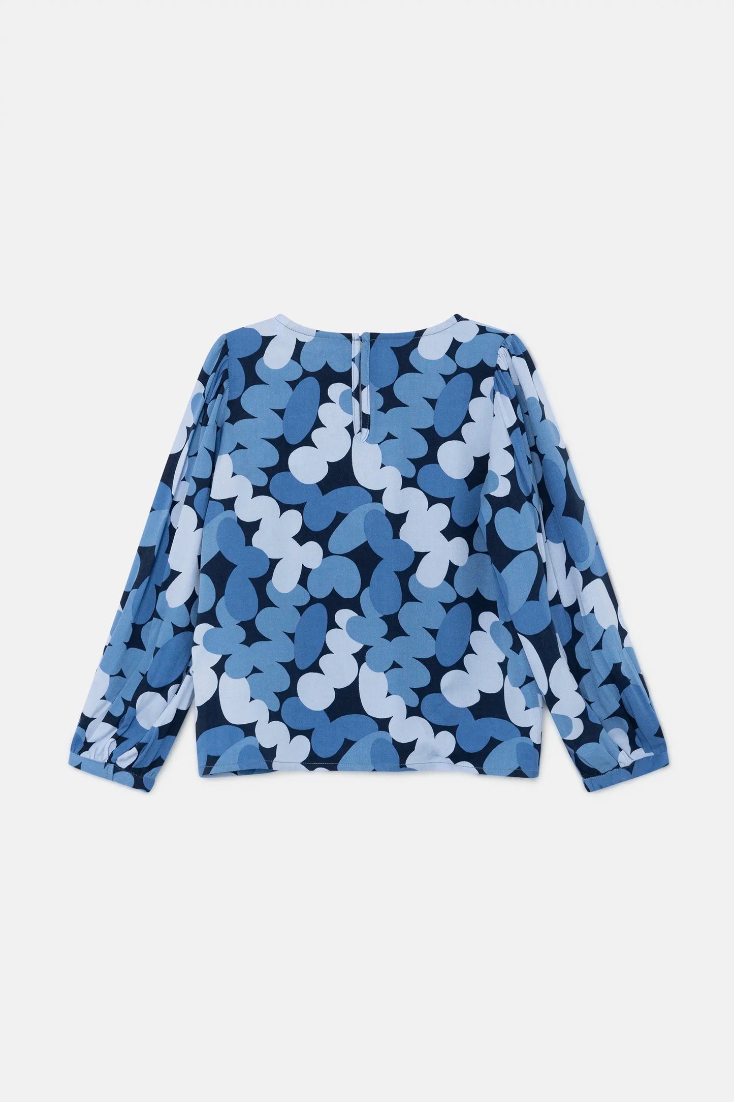 Girl's top with long sleeves and blue abstract print