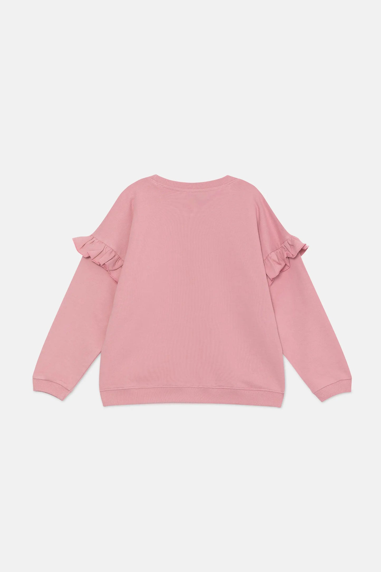 Unisex oversized sweatshirt with pink ruffles
