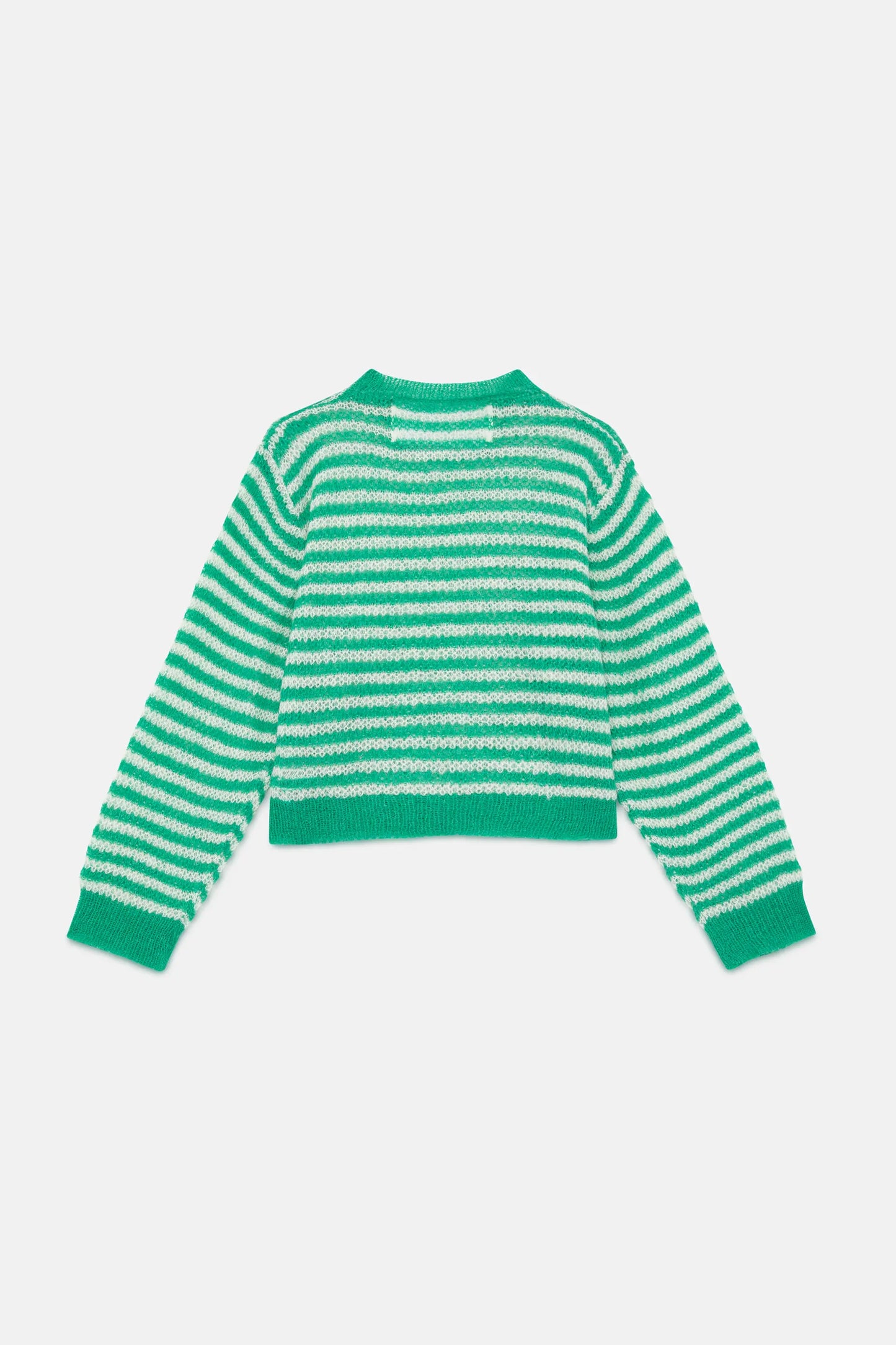 Jersey de niña punto trenzado rayas verde