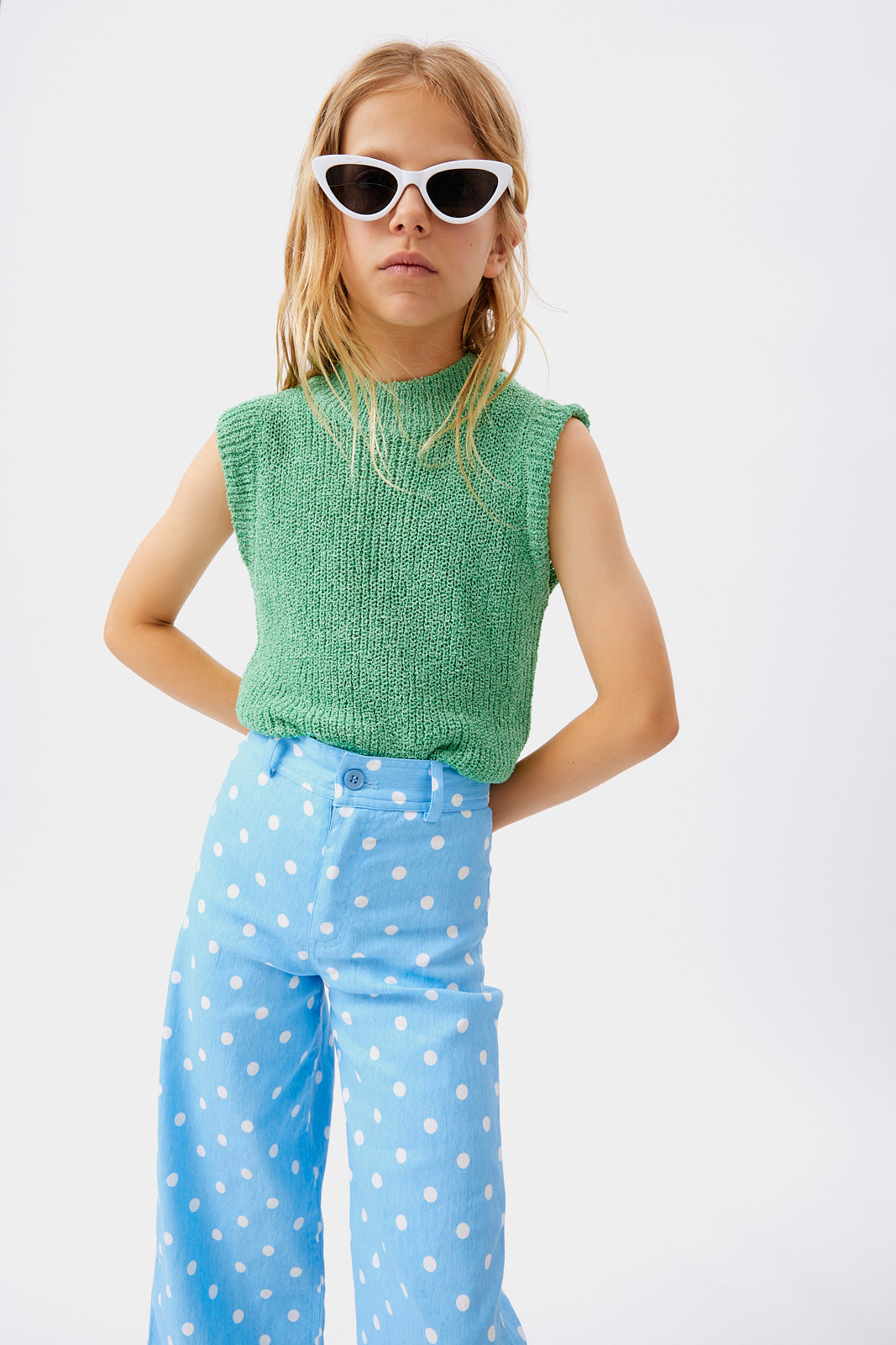 Jeans de niña lunares azul