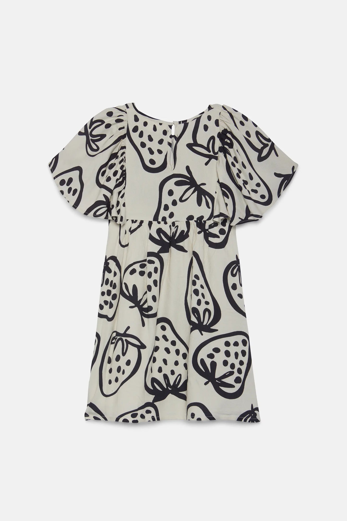 Girl's short white strawberry print dress