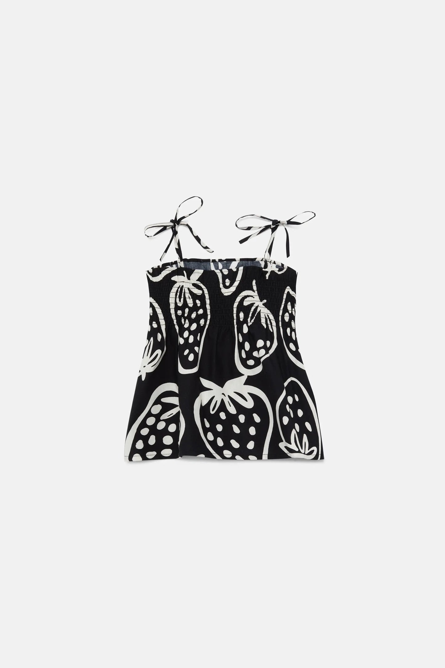 Girl's black strawberry print top