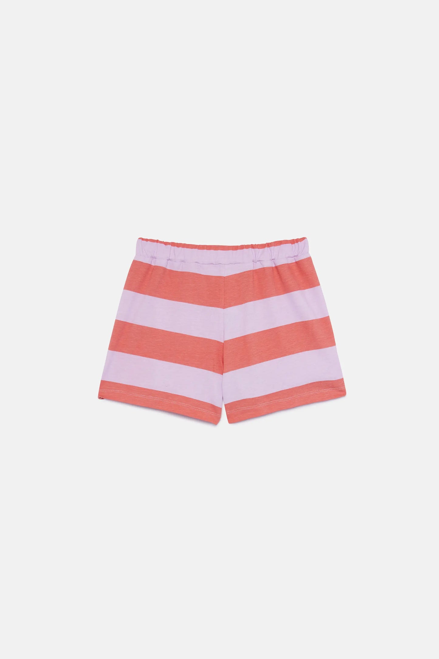 Short unisex de rayas coral y lila