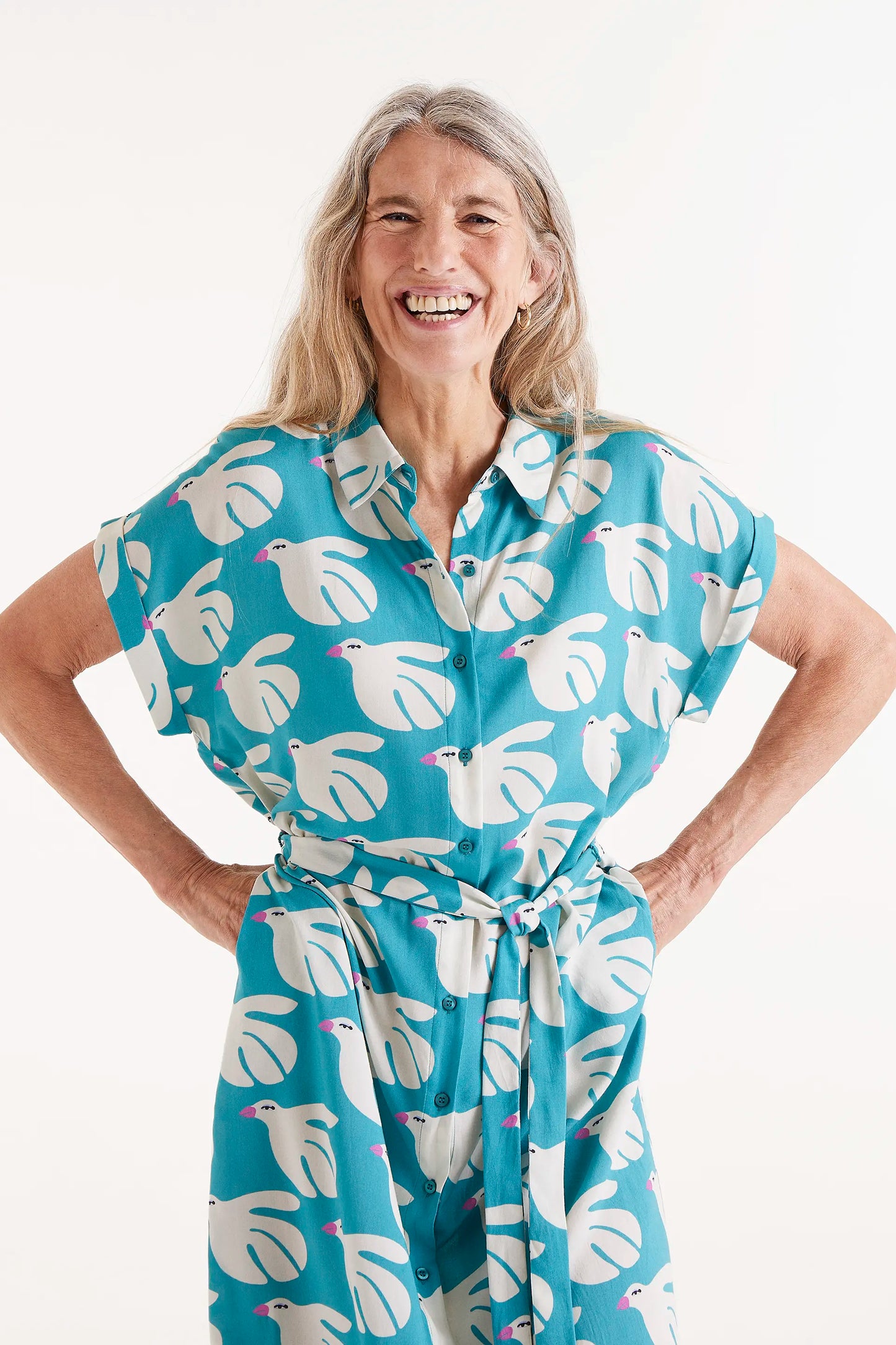 Vestido midi rayón LENZING™ ECOVERO™ estampado Dove