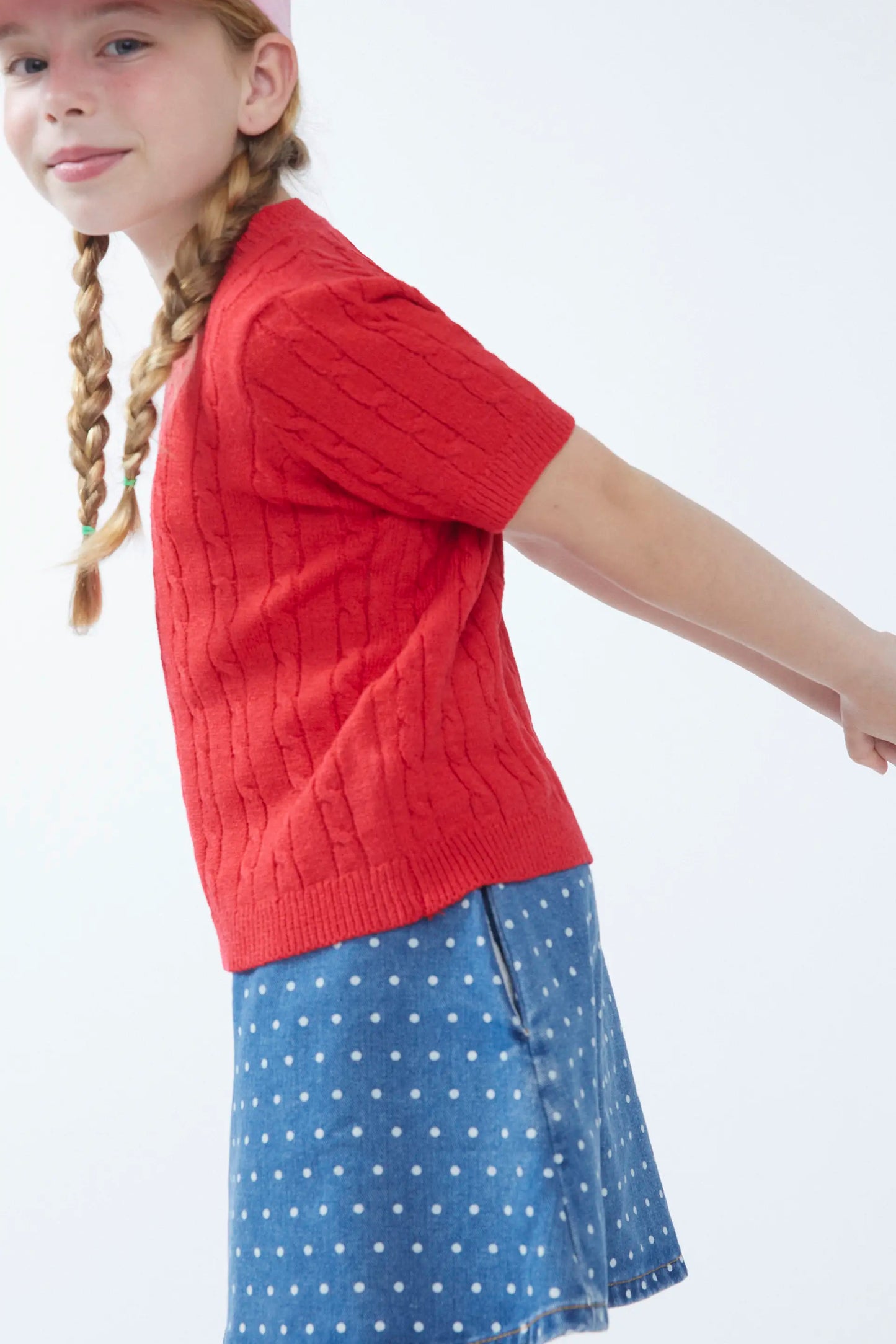 Jersey de niña manga corta rojo