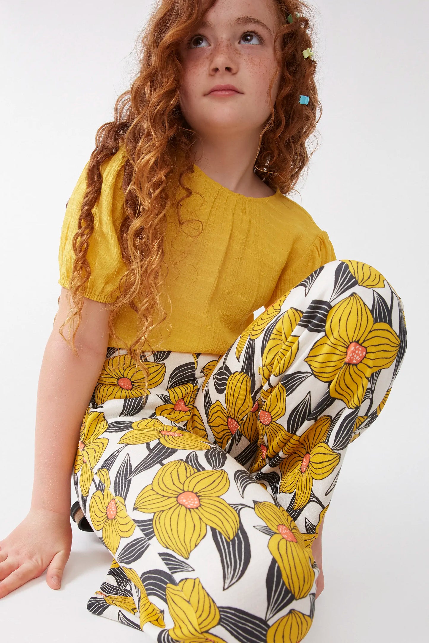 Girl's trousers with Narciso floral print