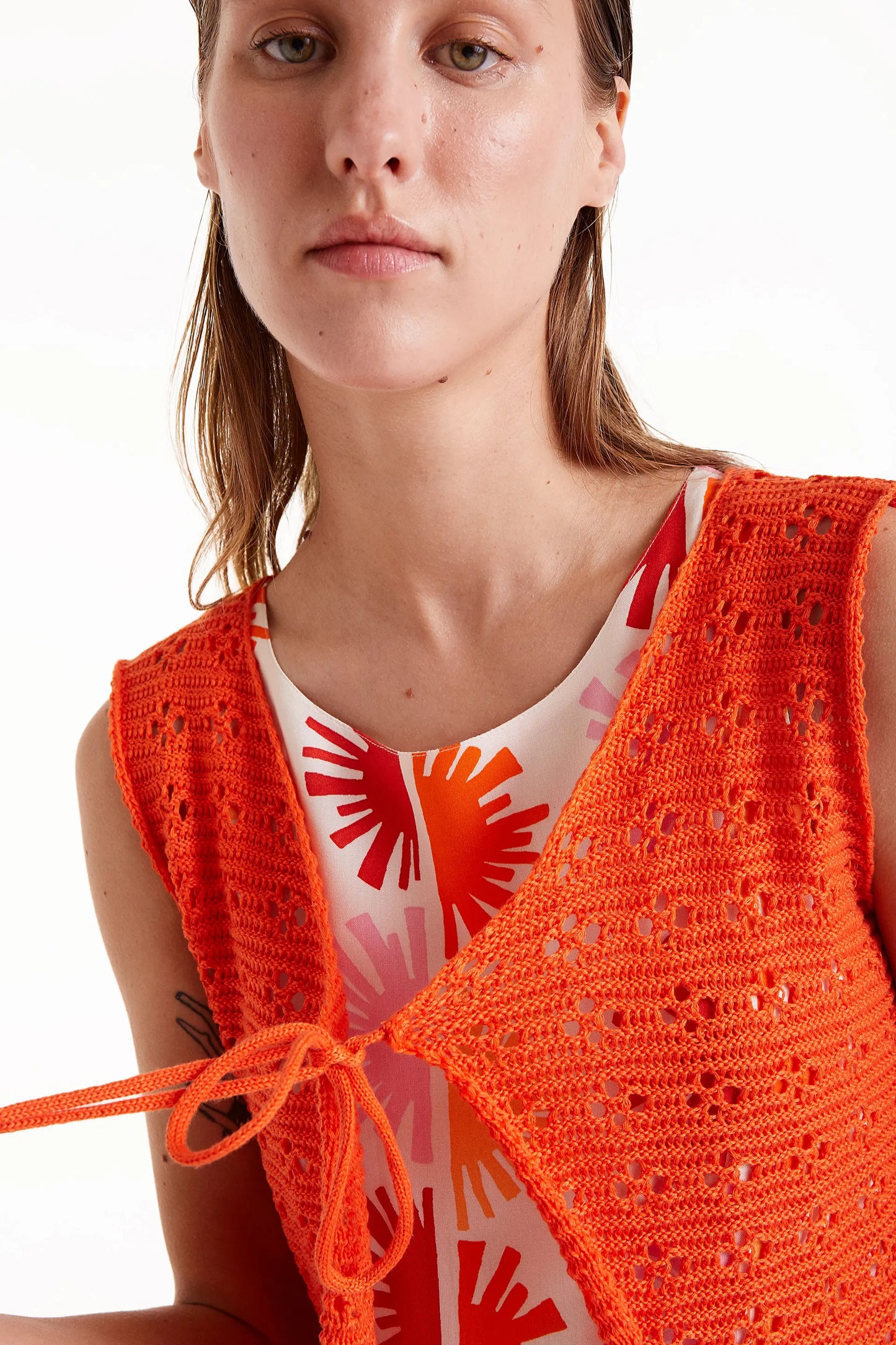 Top crochet lazada naranja