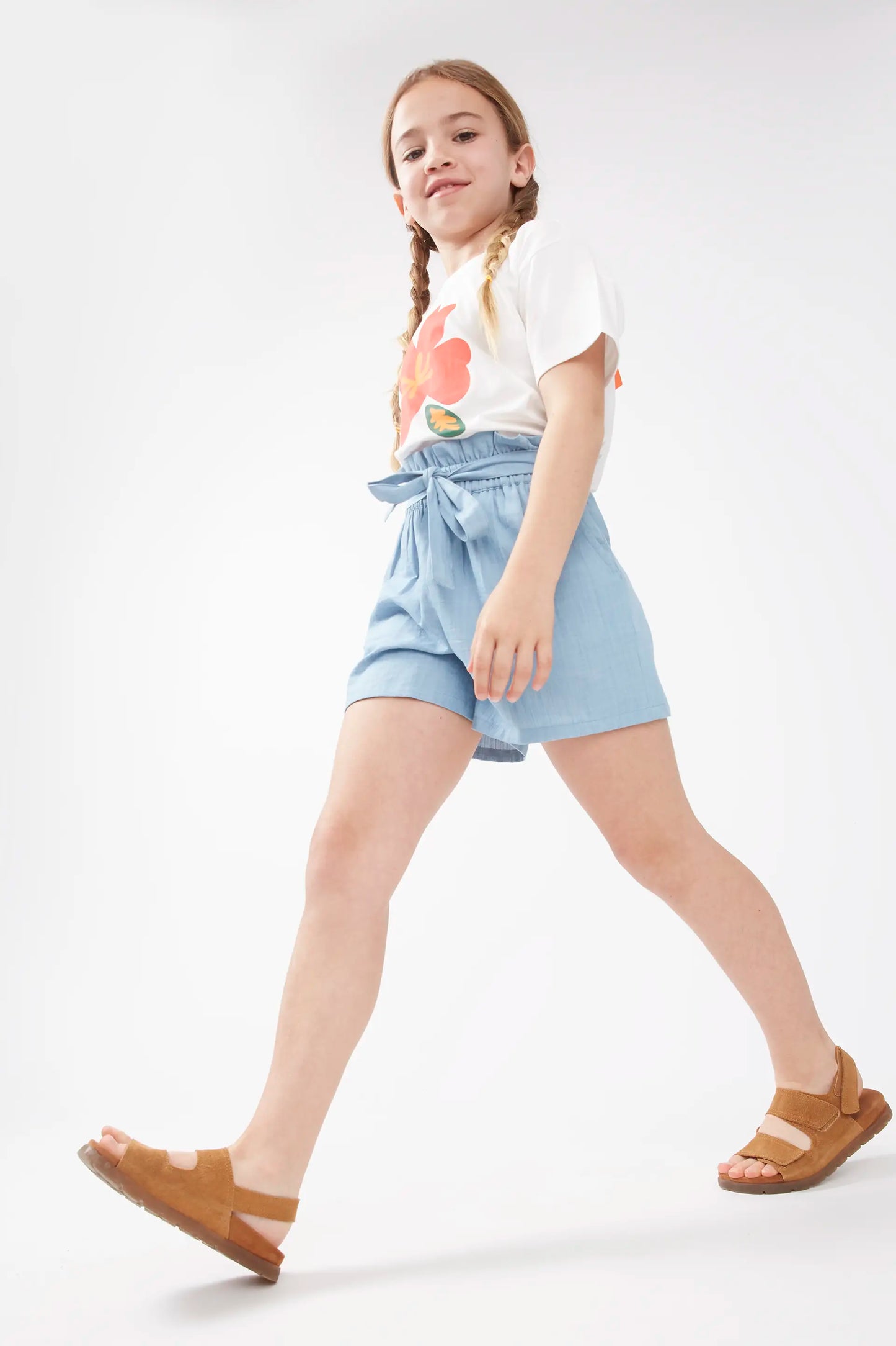 Shorts de niña efecto denim