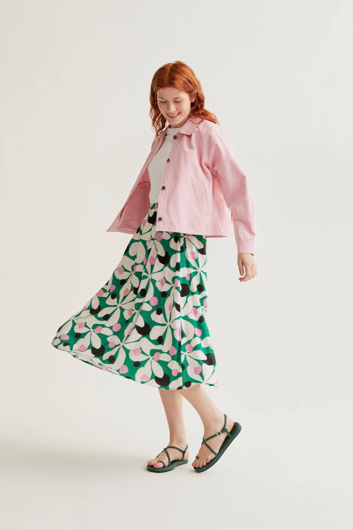Falda midi con estampado Hosta