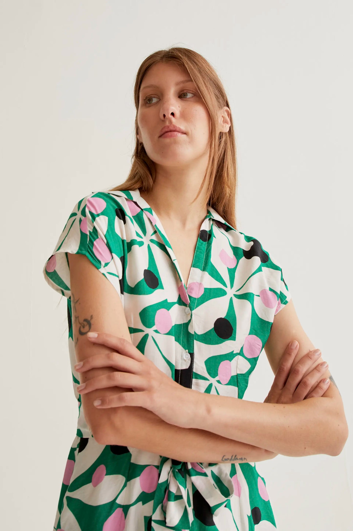 Long dress with Hosta print