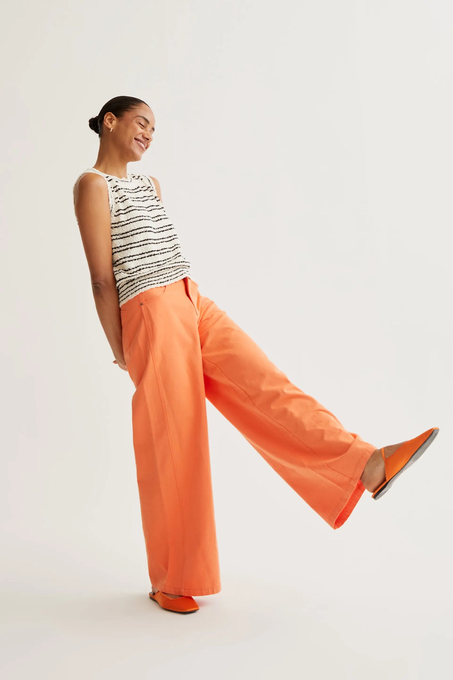 Orange wide leg trousers