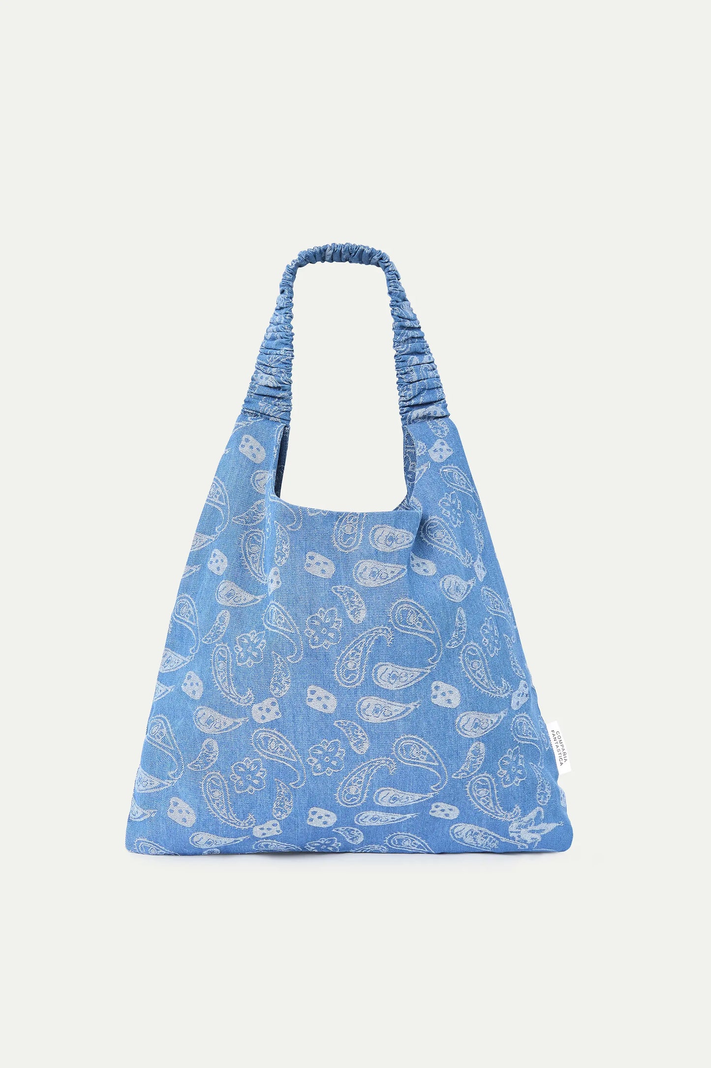 Blue denim bag with paisley print
