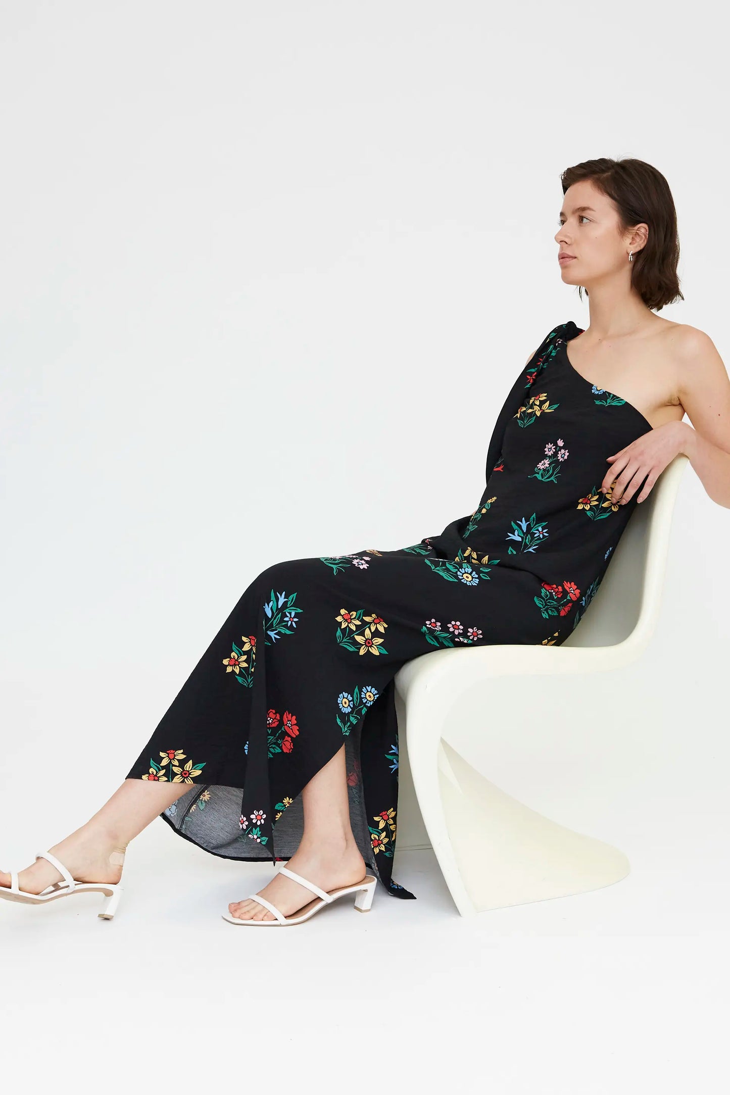 Vestido largo asimétrico con estampado Multicolor Gardener