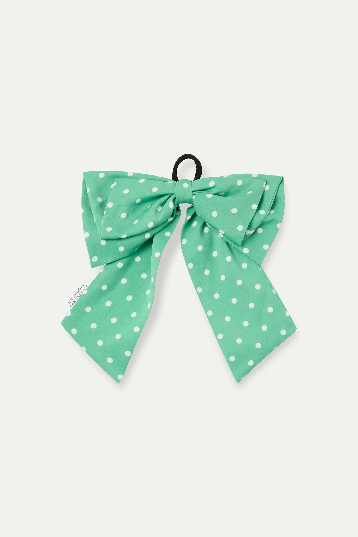 Coletero lazo verde con estampado de puntos mini blanco