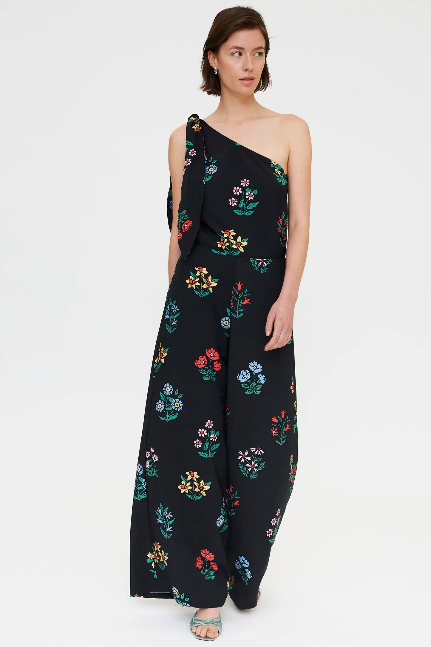 Top asimmetrico con stampa Multicolor Gardener