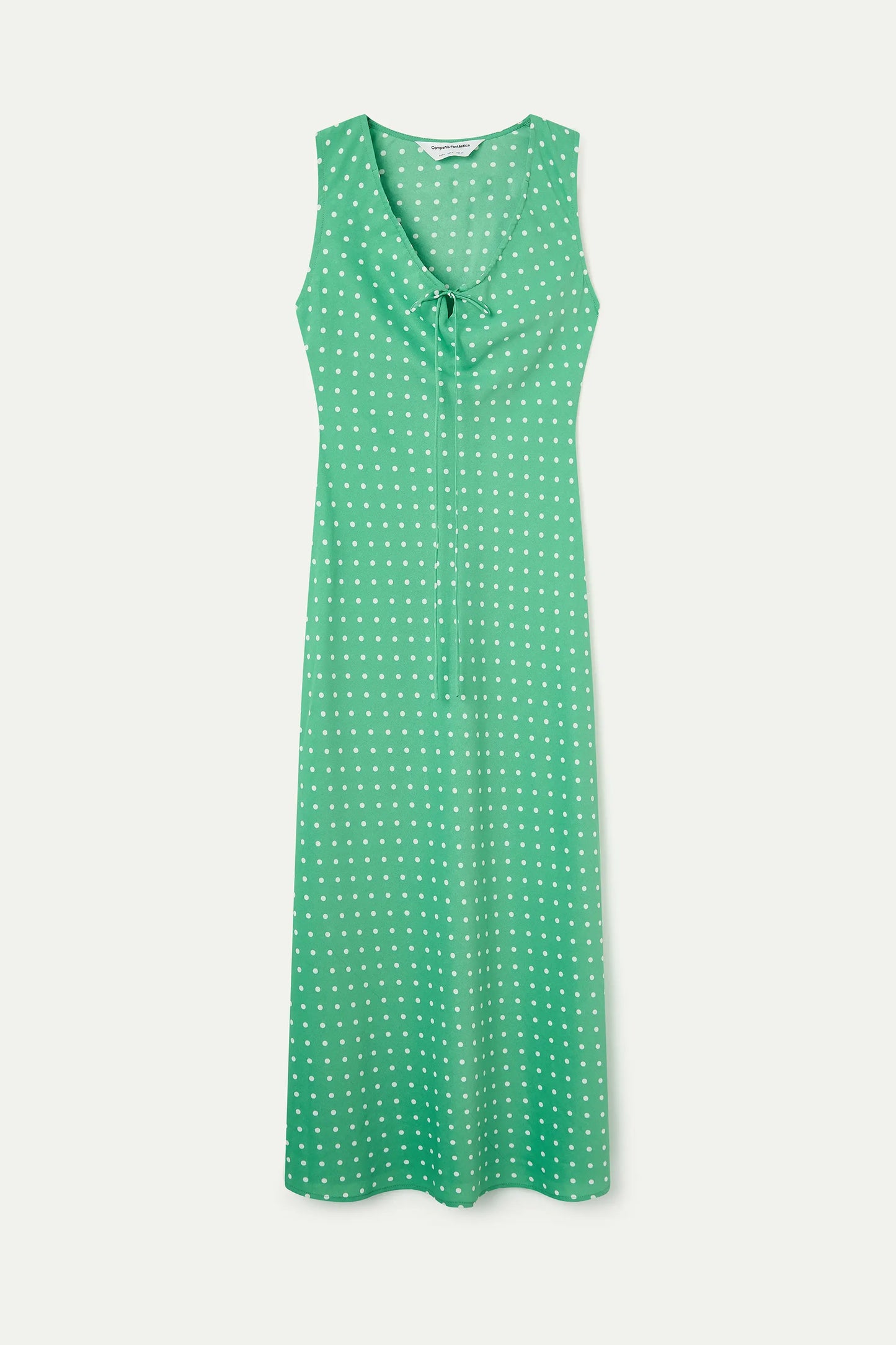 Vestido largo con estampado mini dots verde