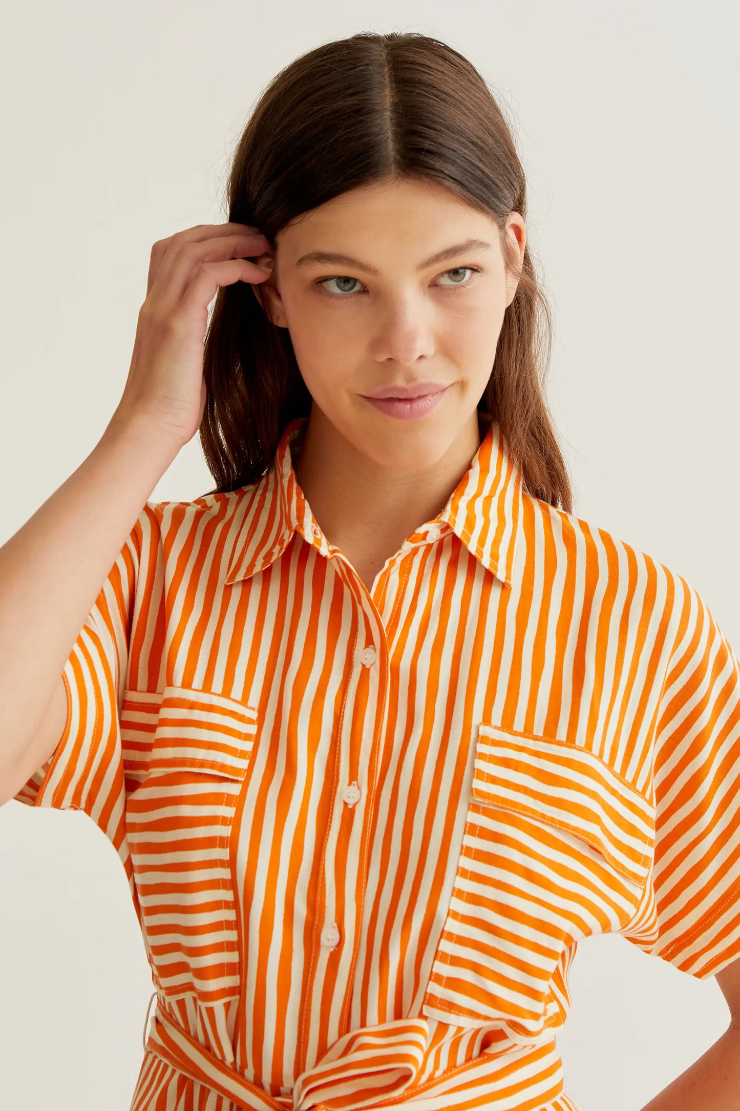 Lavagna Orange print midi dress