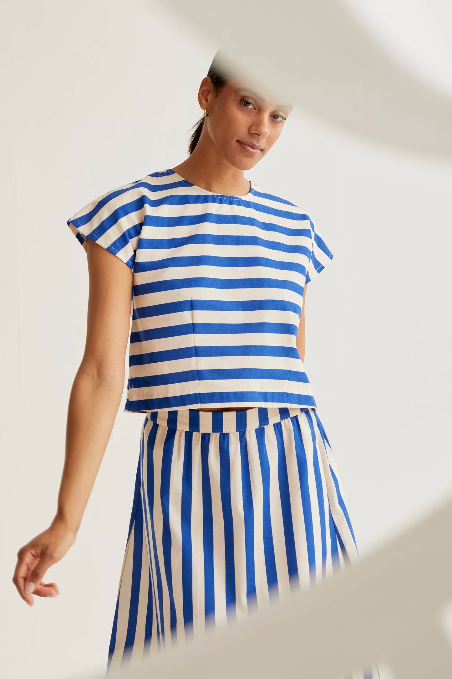 Falda midi con estampado Bamboo Blue