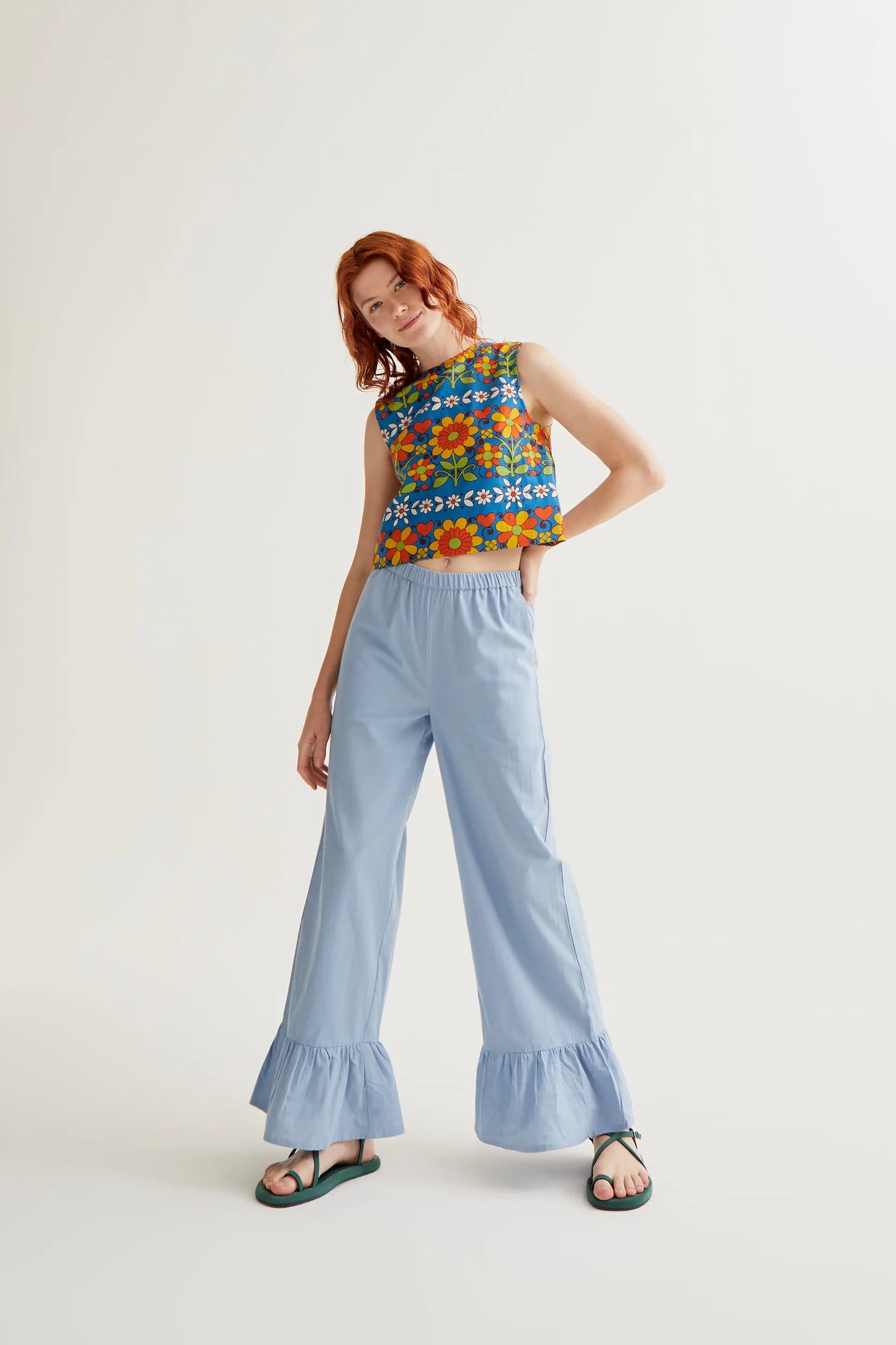 Light blue 100% cotton trousers