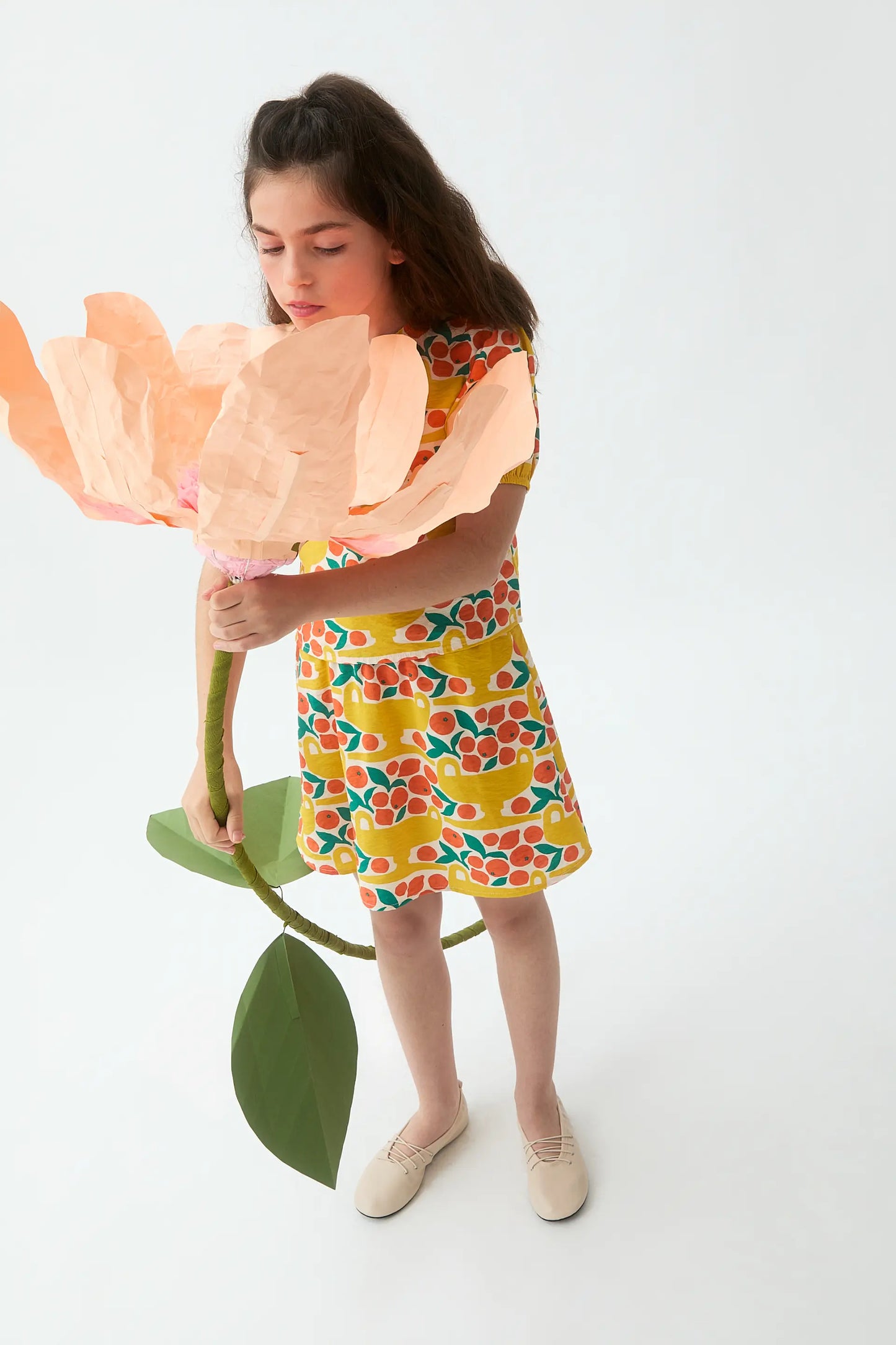 Girls' short skirt with Citrus print