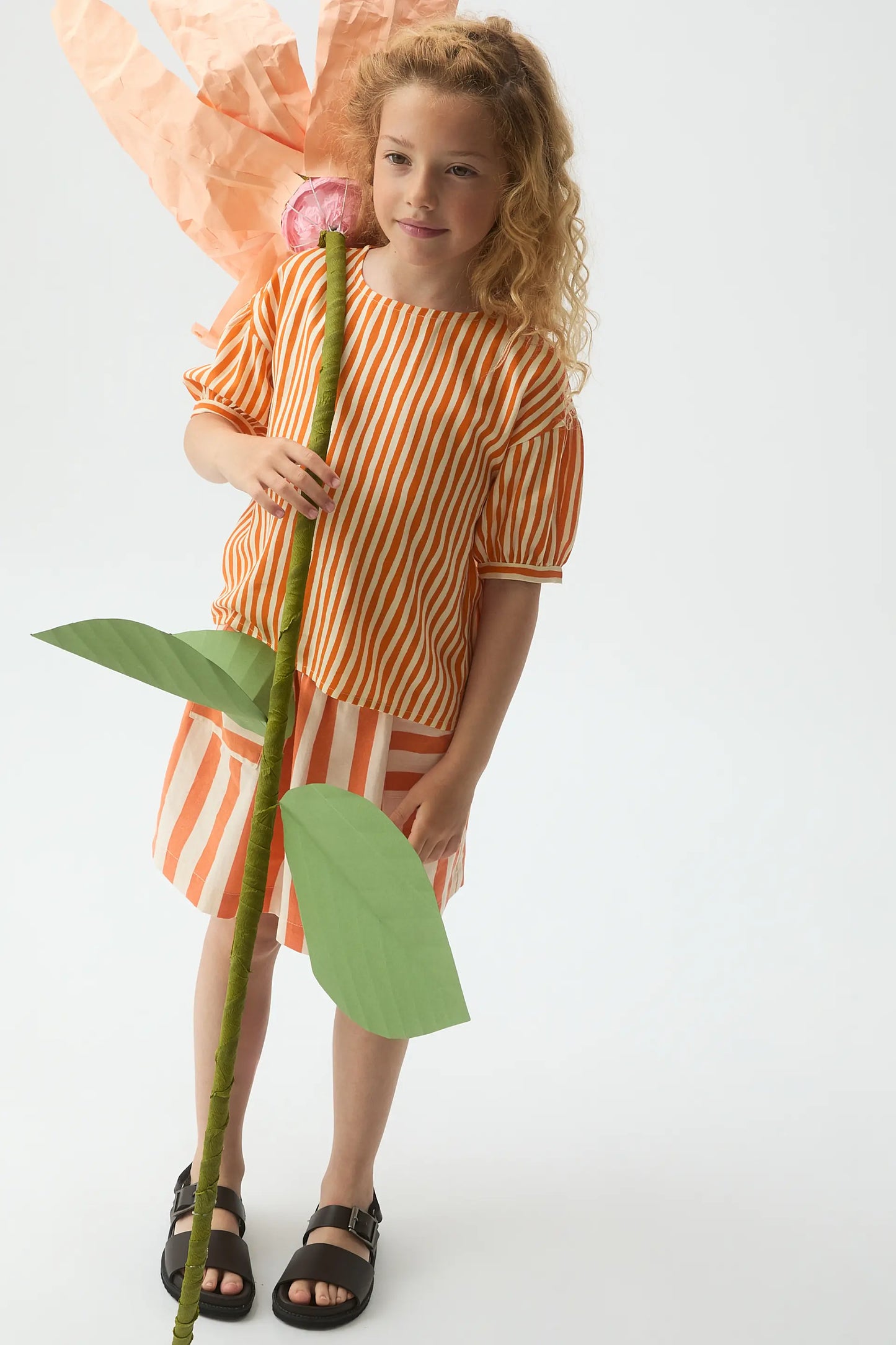 Girl's top with orange Lavagna print