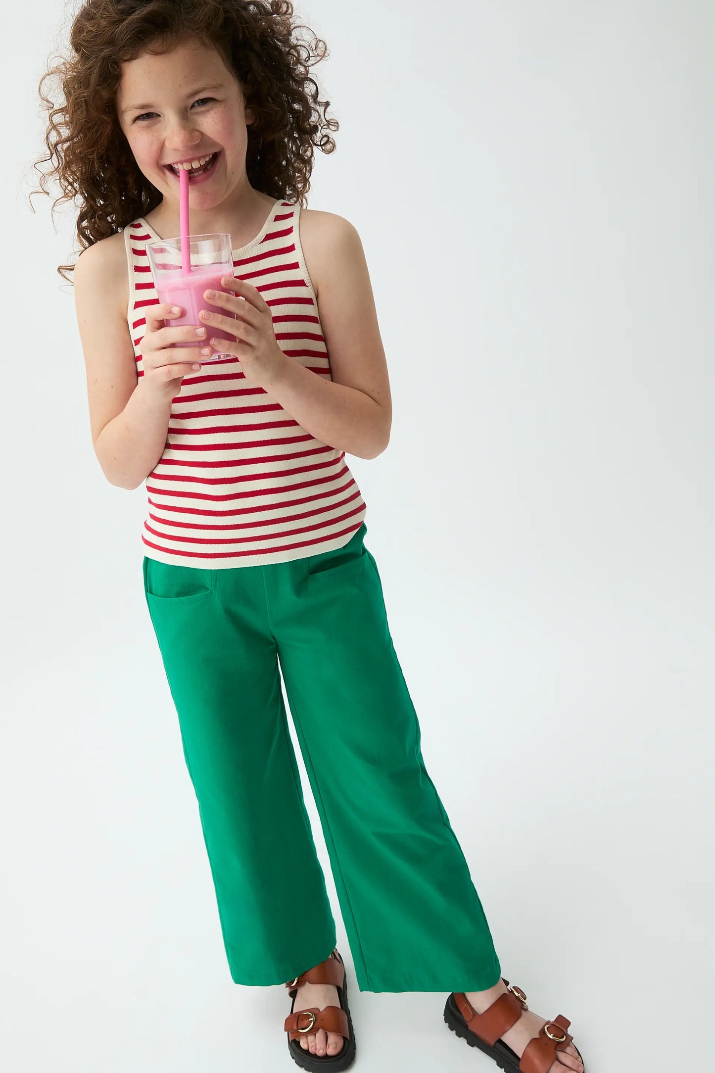 Pantaloni da bambina, 100% cotone, verde
