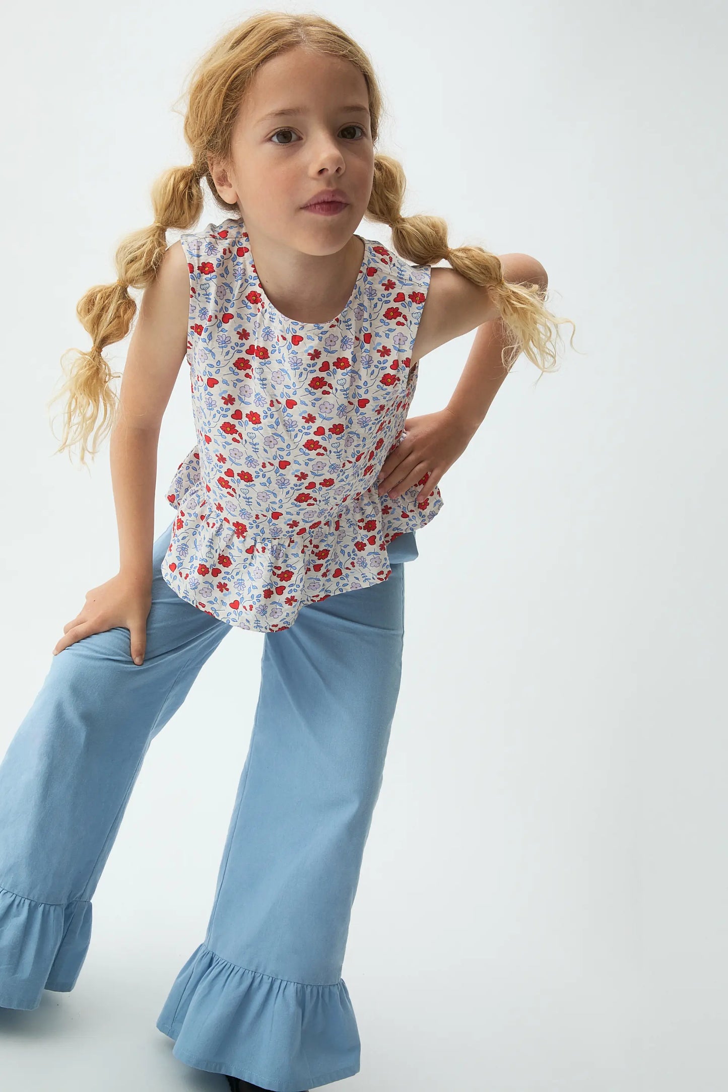 Girls' trousers, 100% cotton, blue