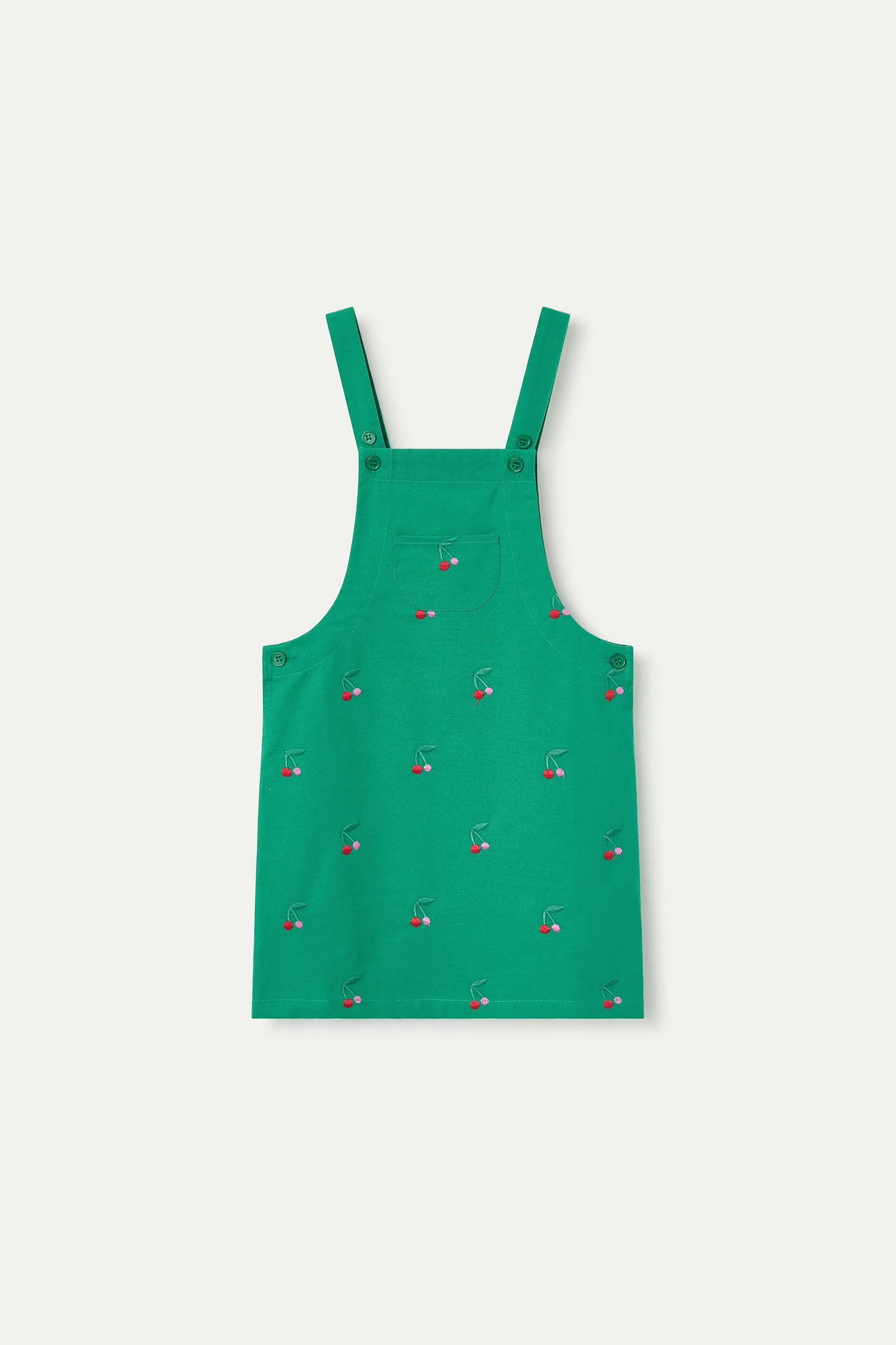 Vestito scamiciato da bambina, 100% cotone con stampa ciliegie