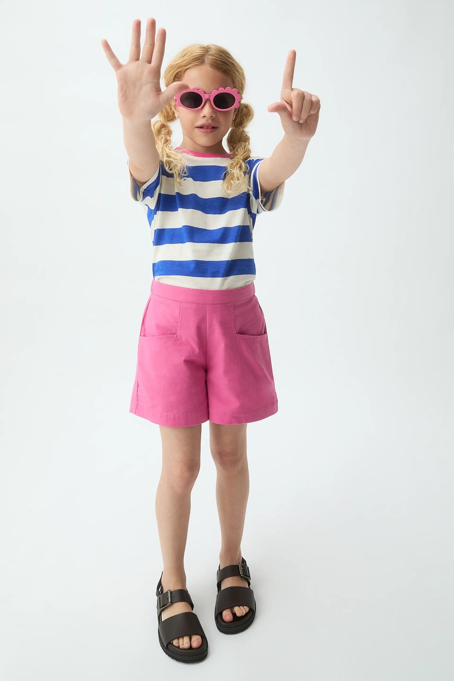 Pantaloncini rosa da bambina in cotone 100%