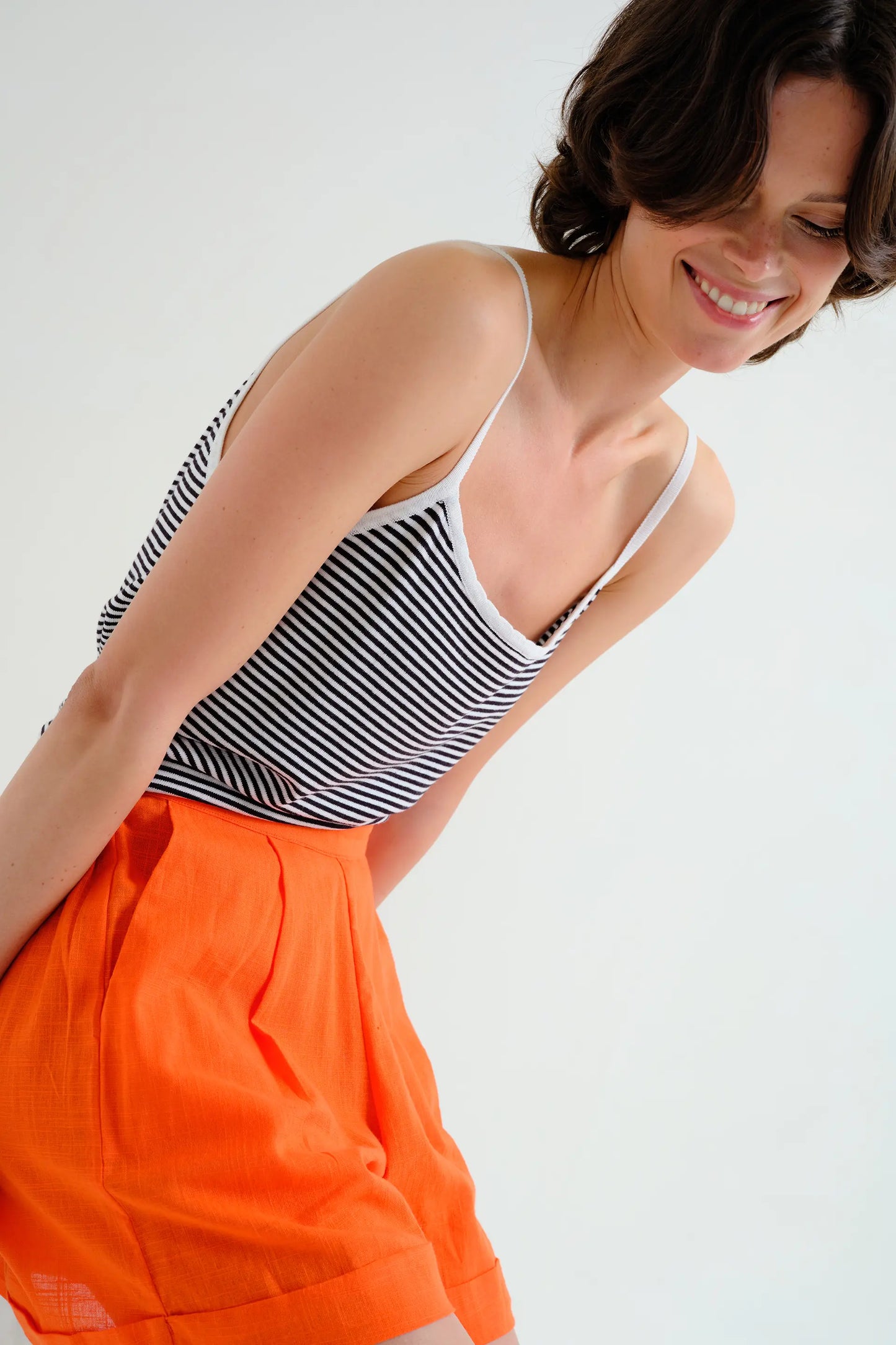 Top con estampado de rayas blanco y negro
