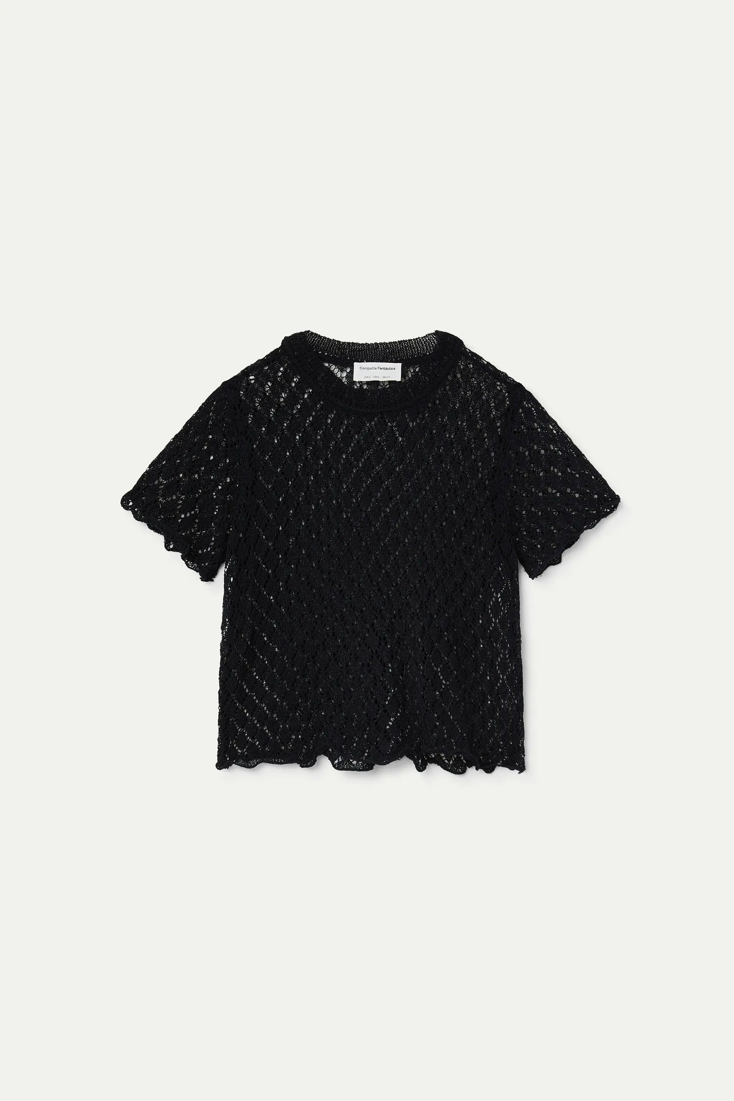 Top traforato nero con rombi