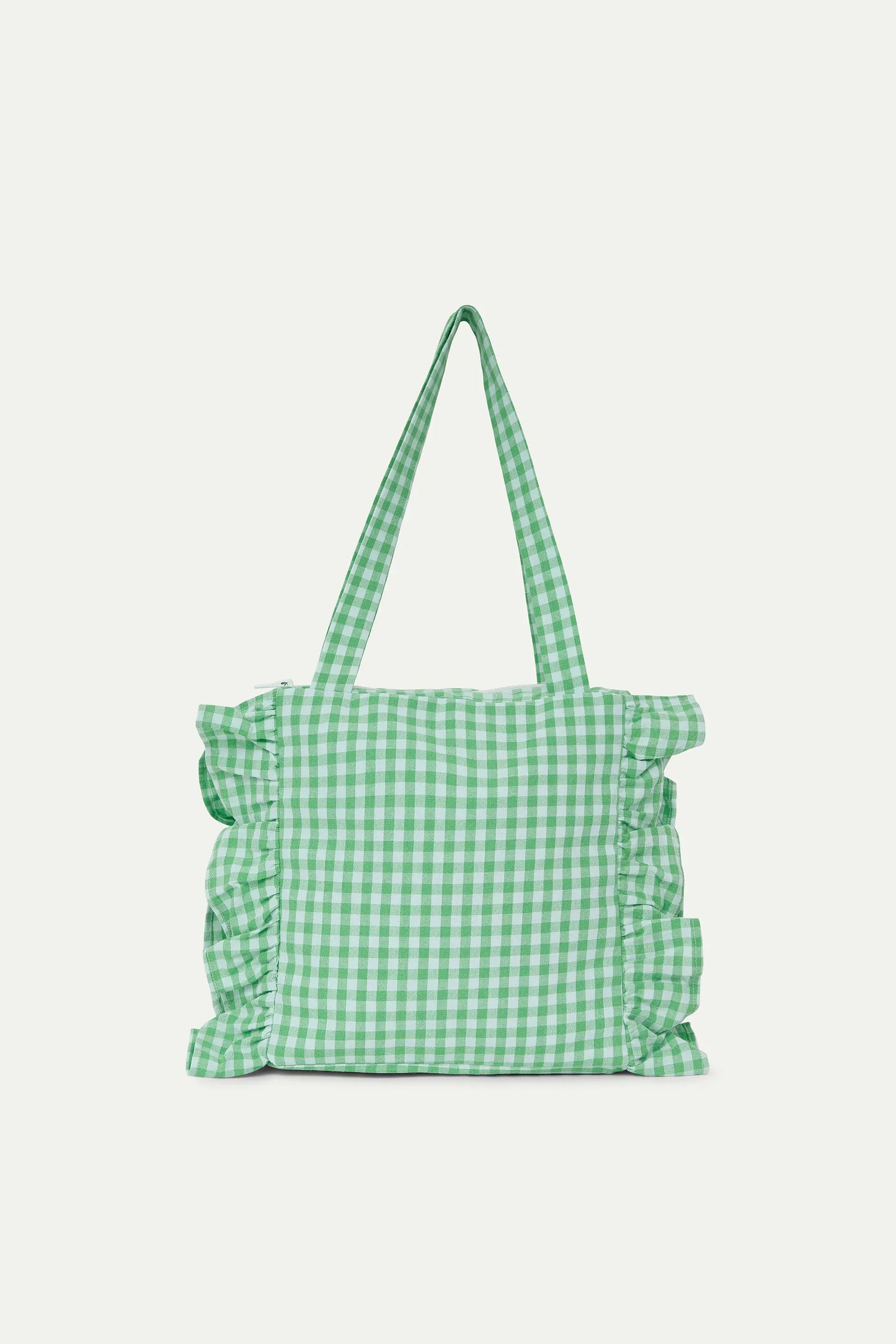 Borsa trapuntata a quadri vichy verde