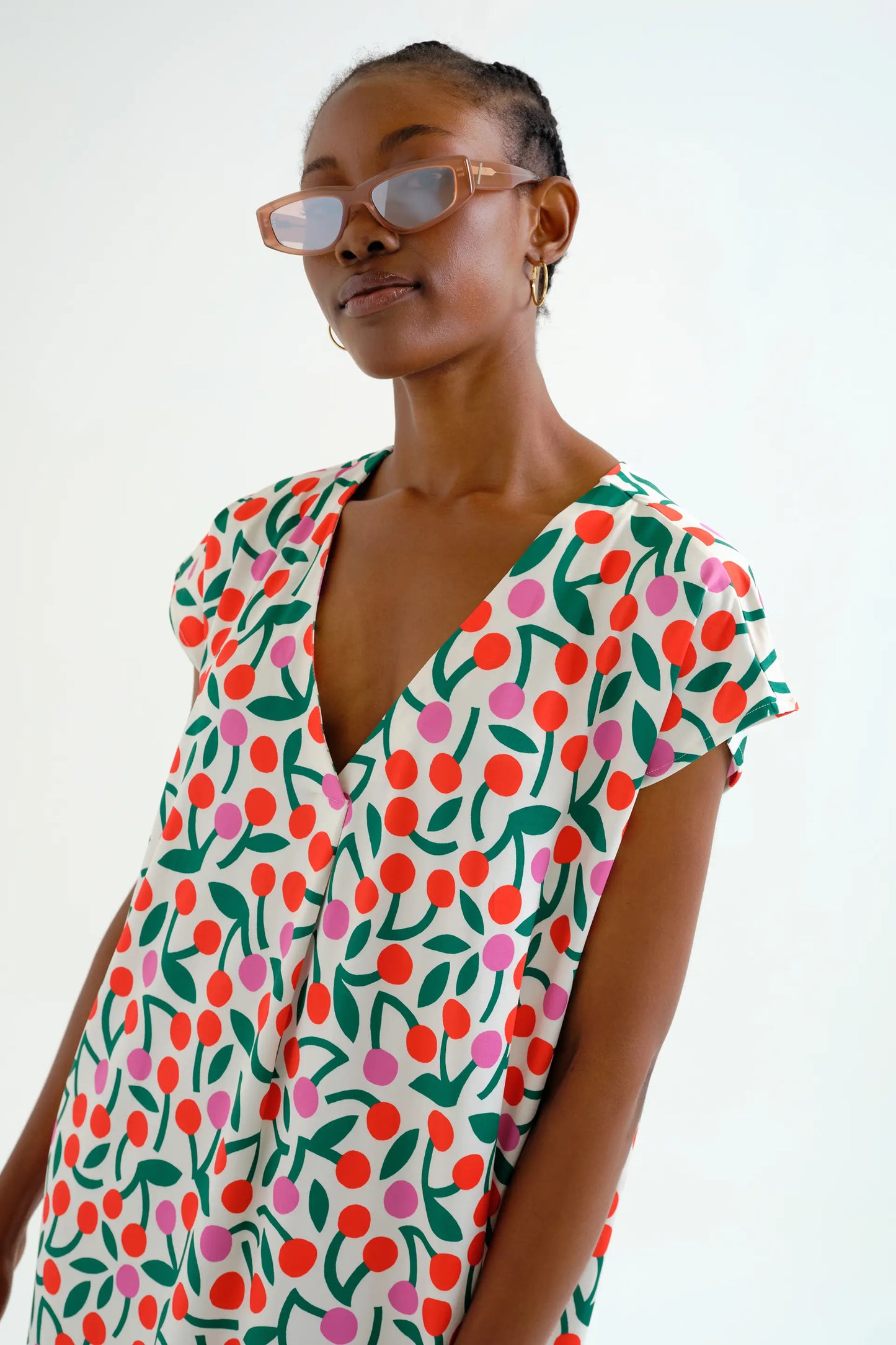 Kaftan largo con estampado Guinda