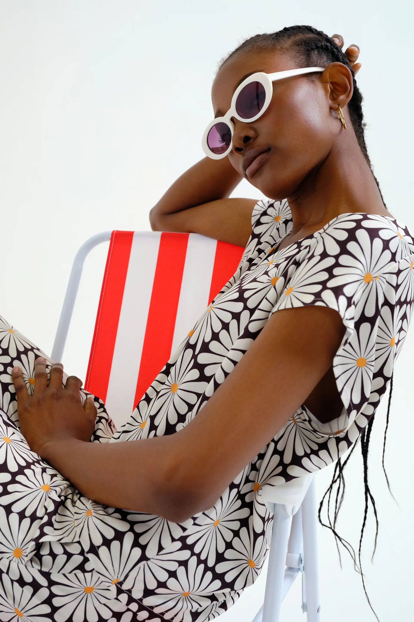 Top playero con estampado Olive Flower Black