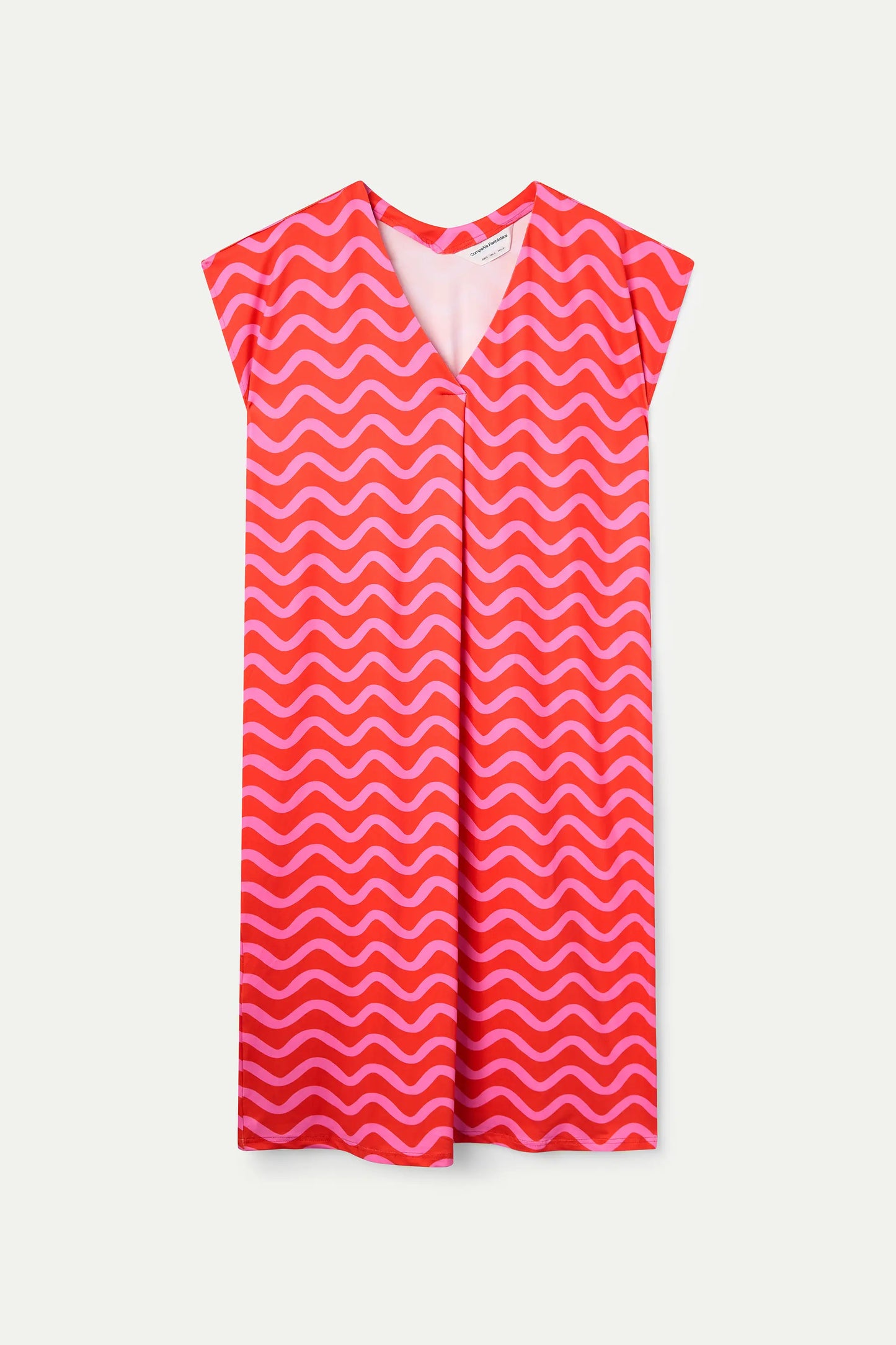 Kaftano lungo con stampa Wave Red & Pink