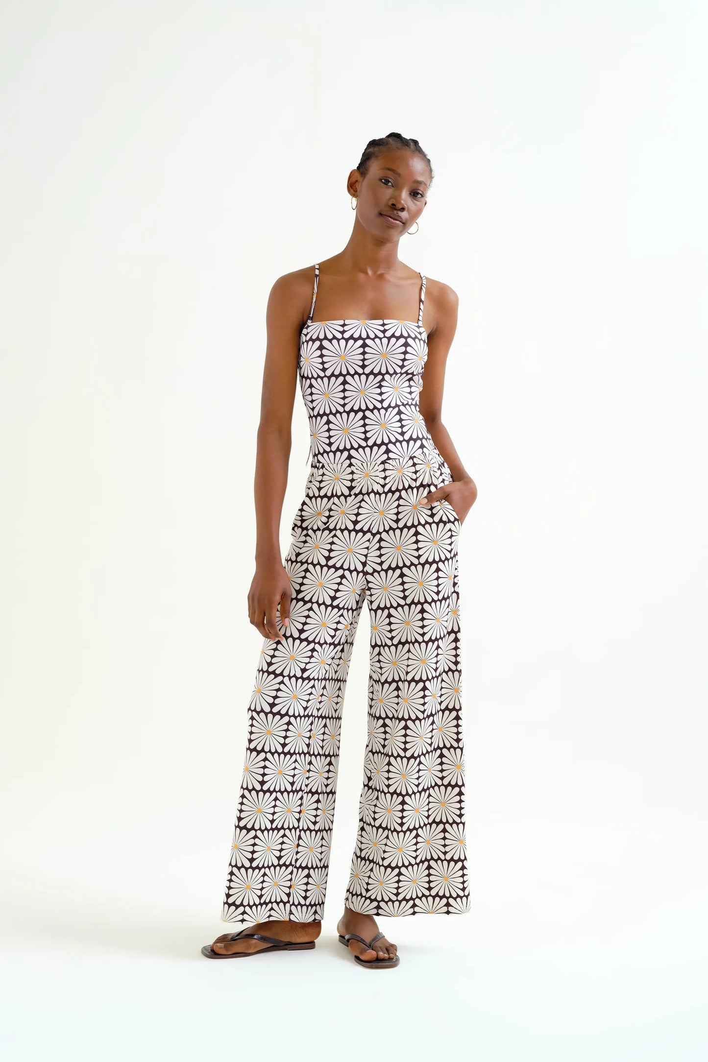 Pantaloni con stampa Olive Flower, Nero