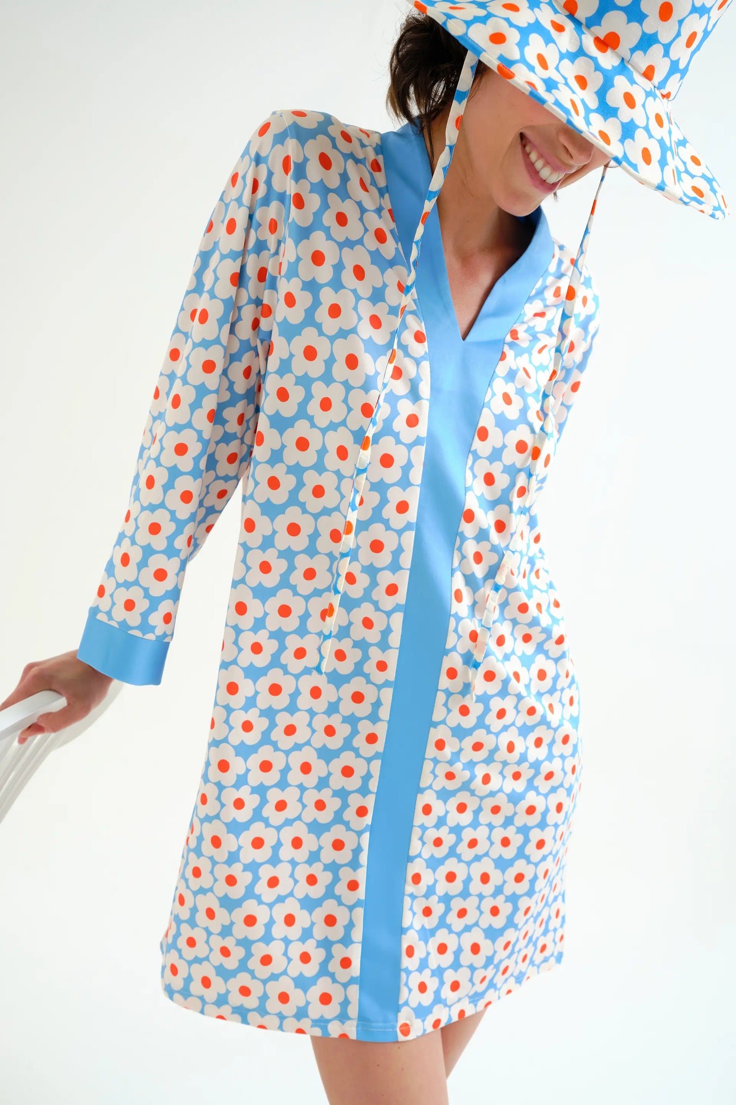 Short kaftan with popcorn print