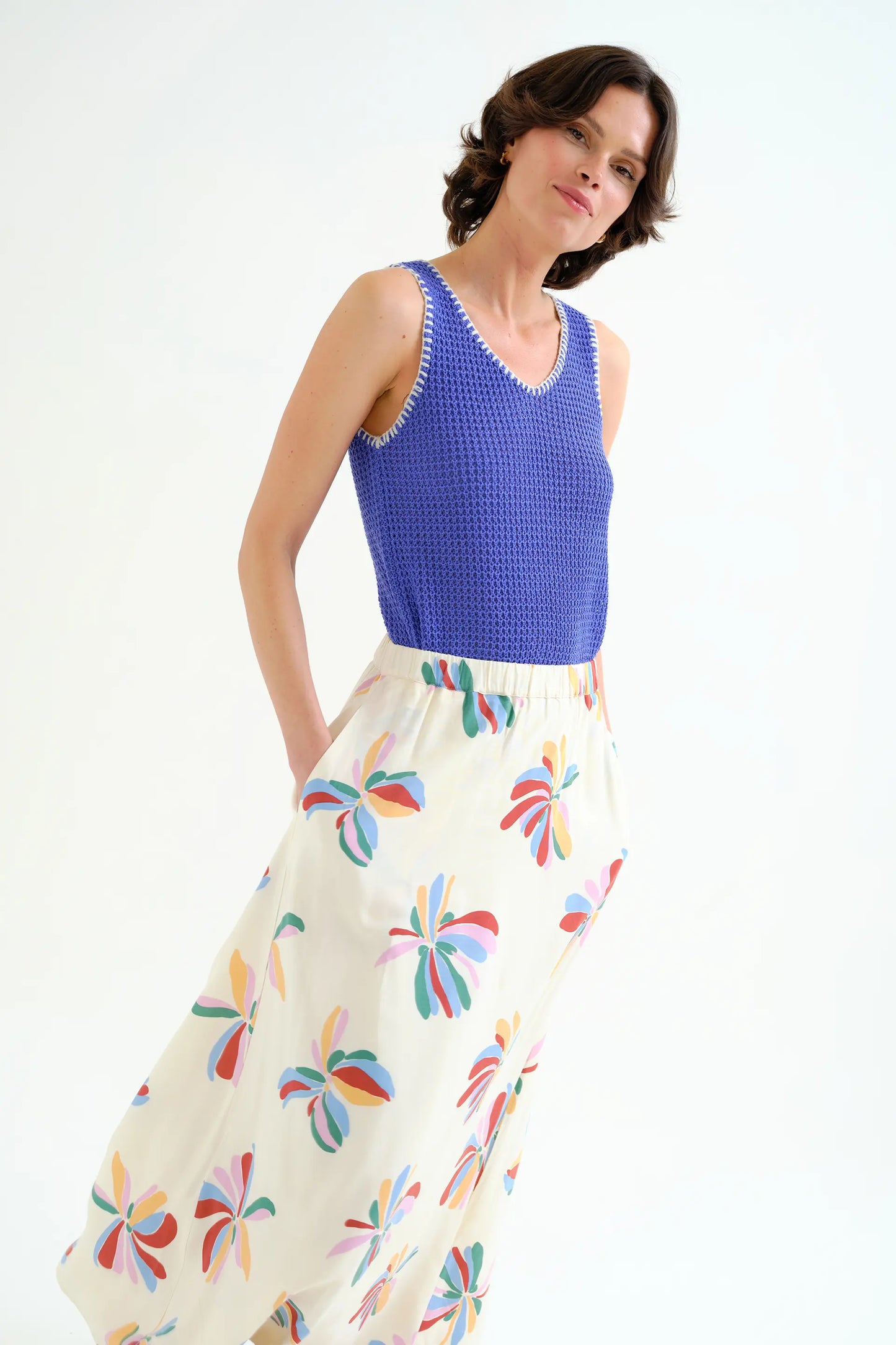 Falda larga con estampado Monarda
