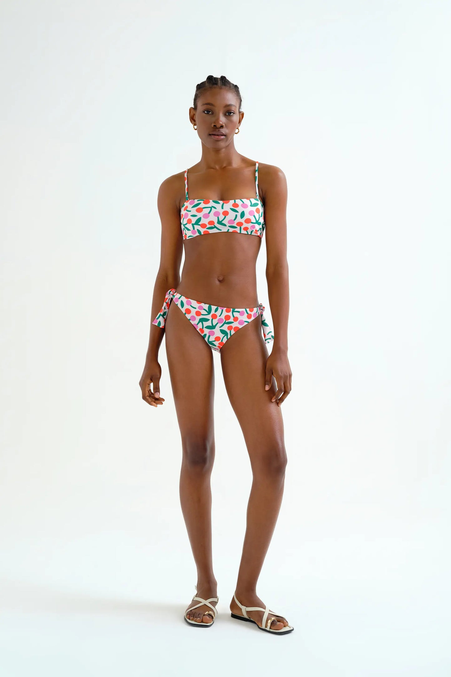 Burgundy Print Straight Bikini Top