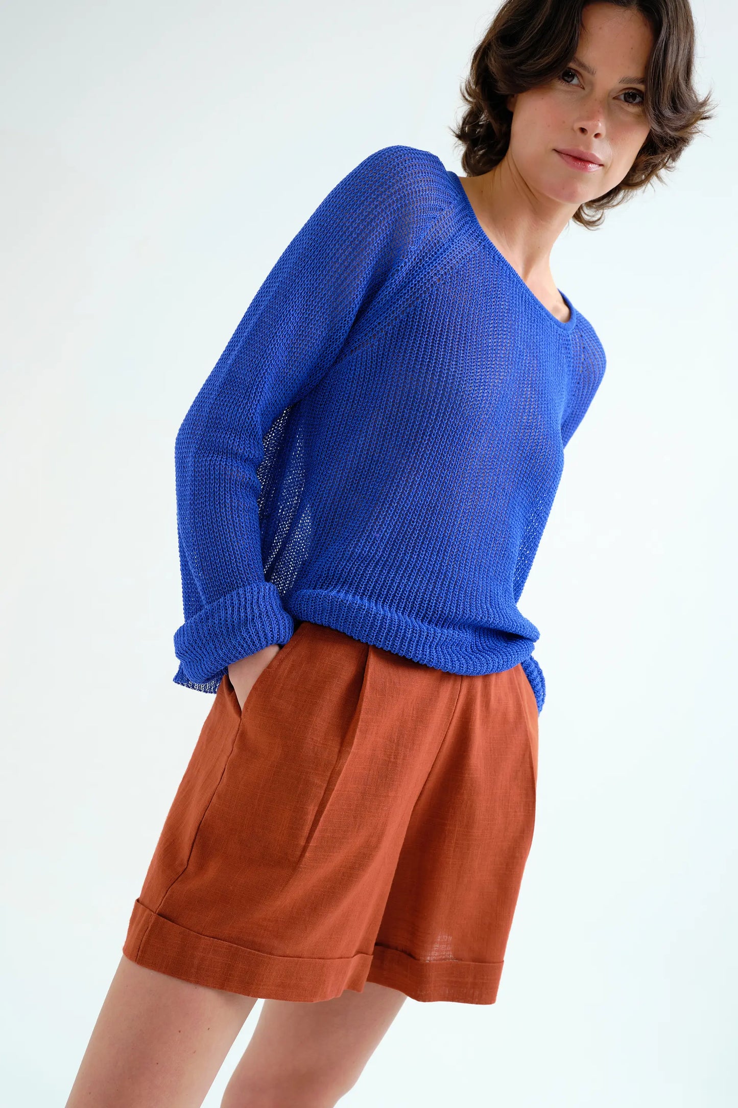 Pantaloncini marroni in cotone 100%