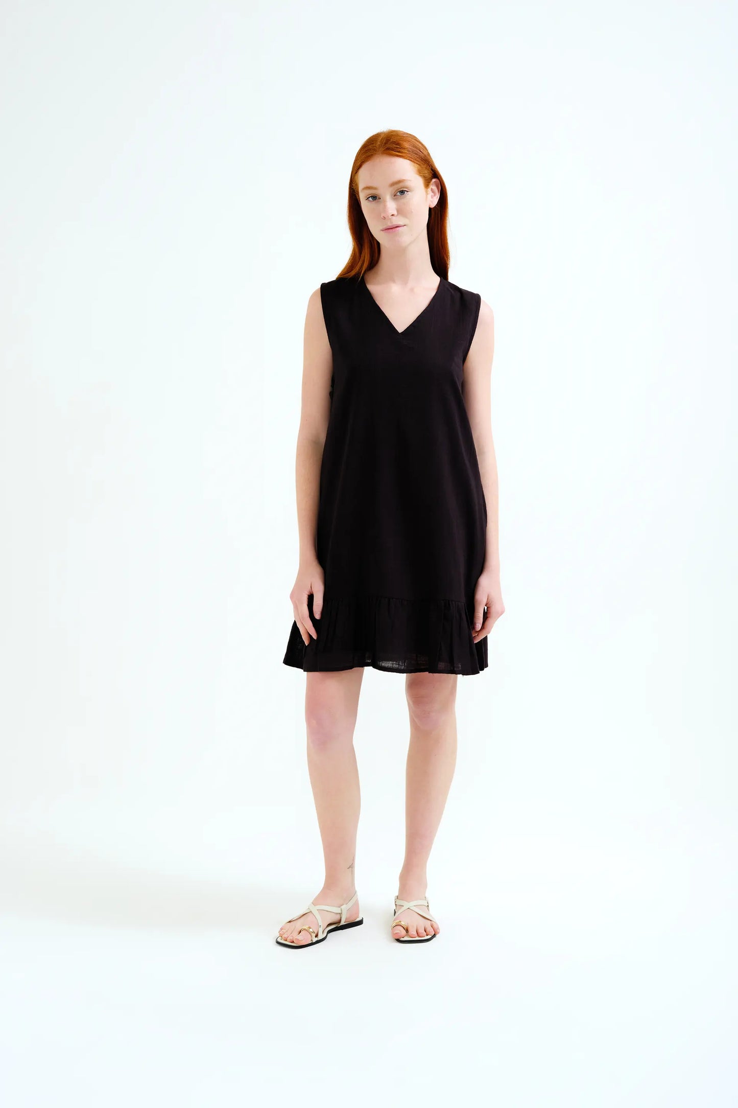 Abito corto, 100% cotone, nero