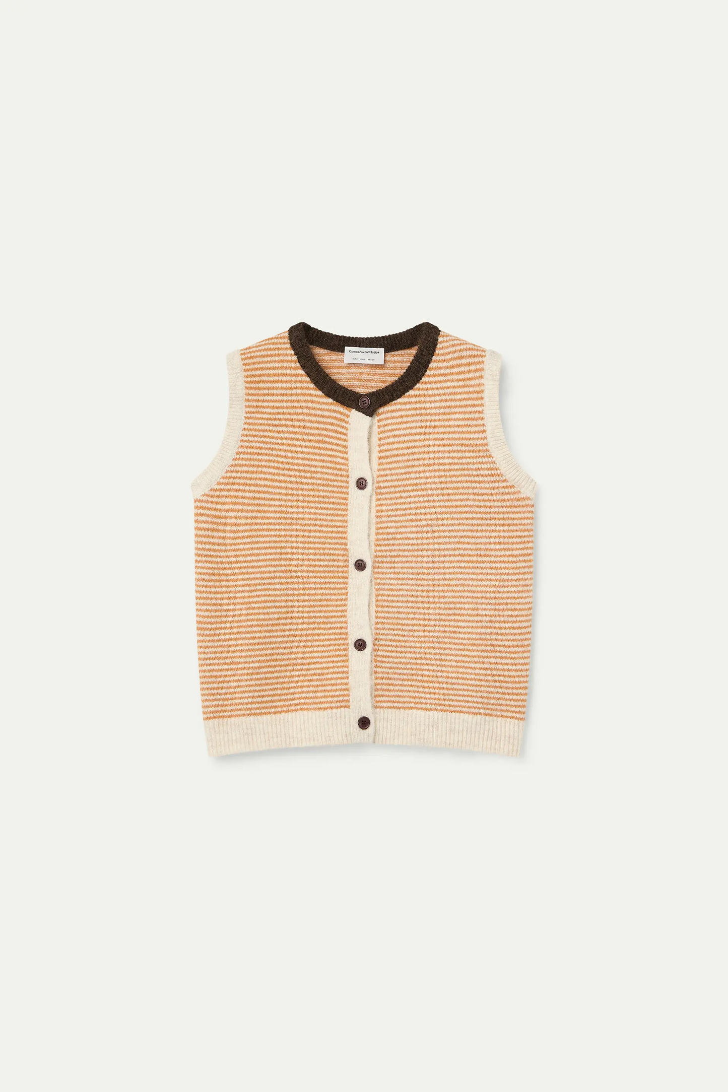 Orange and white striped knit vest