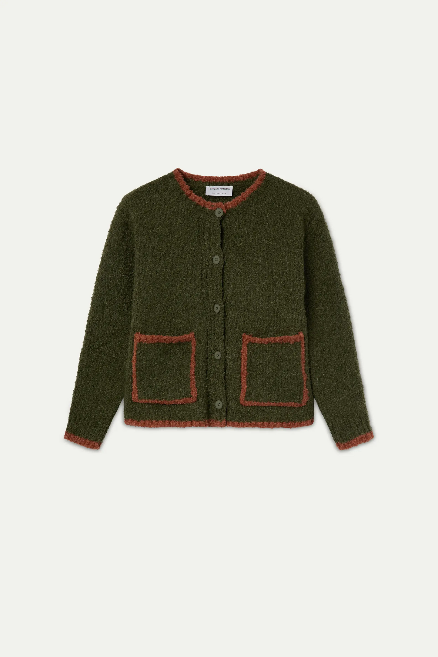 Dark green and orange two-tone cardigan