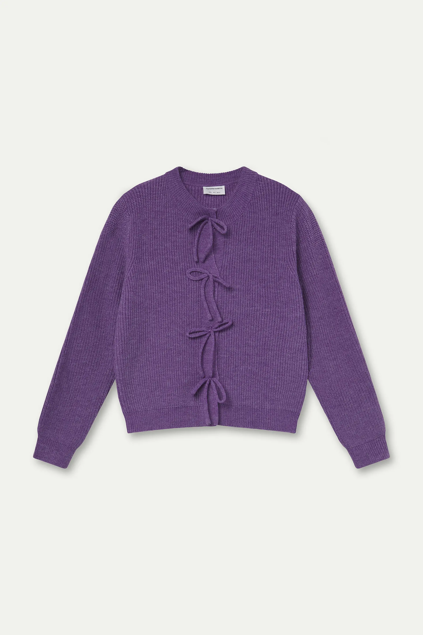Cárdigan punto con lazos morado